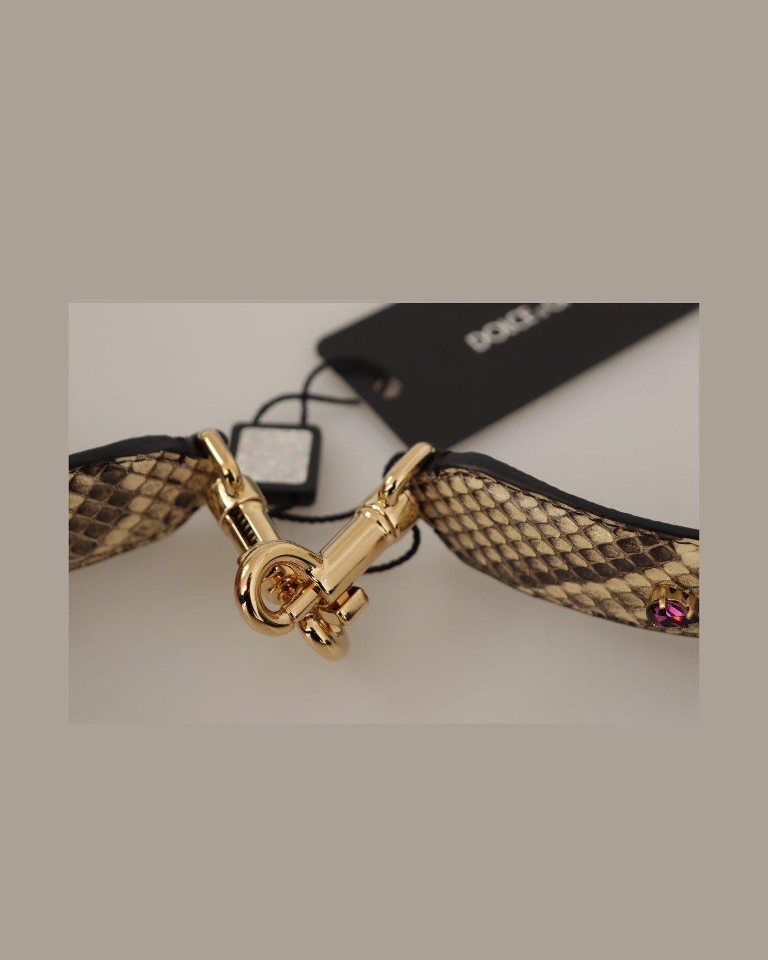 Dolce & Gabbana Elegant Python Leather Shoulder Beige Strap Glam Steals