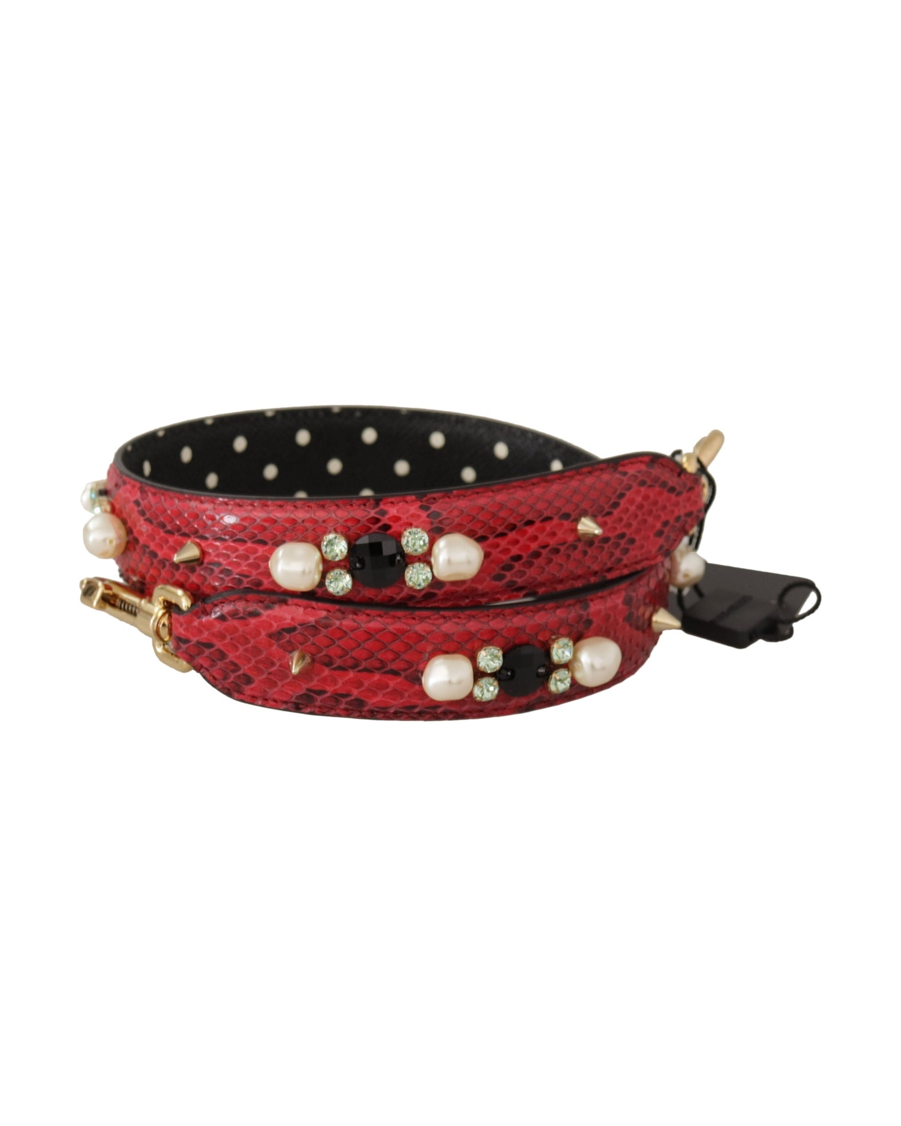 Dolce & Gabbana Elegant Python Leather Shoulder Red Strap Glam Steals