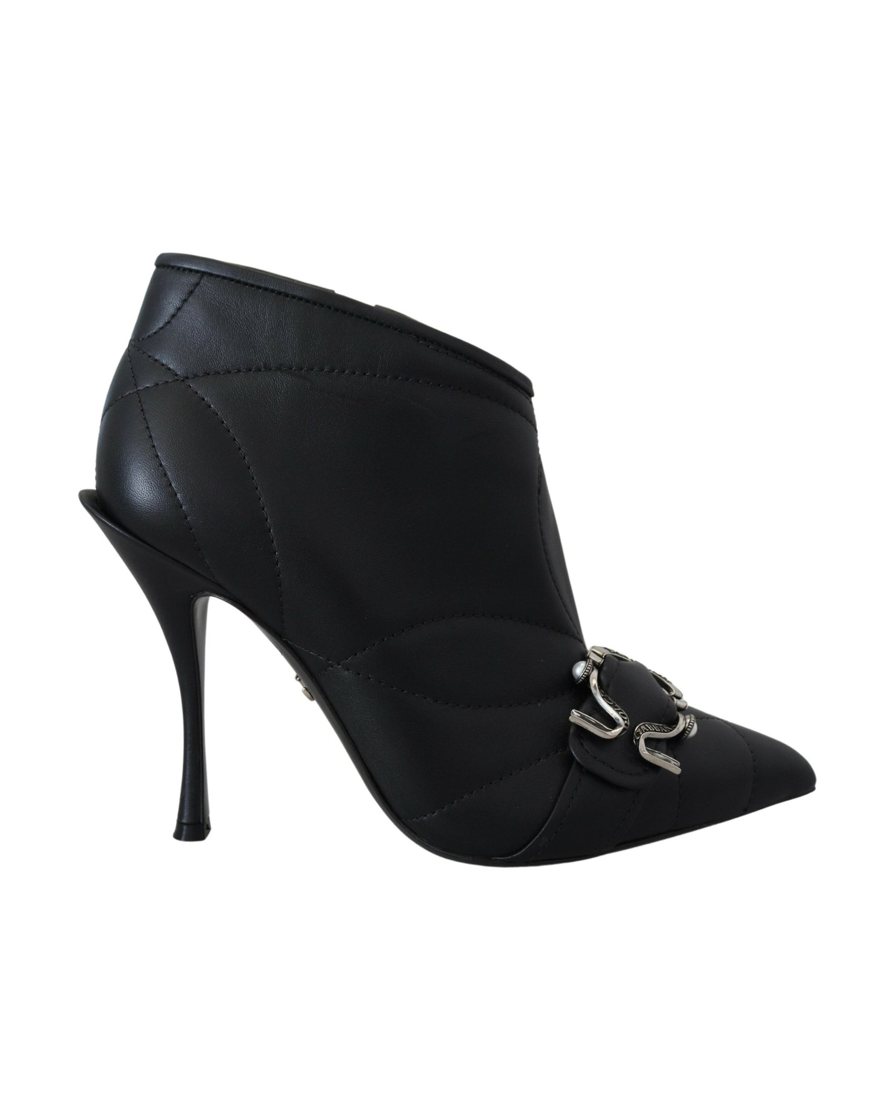 Dolce & Gabbana Elegant Quilted Leather Black Booties Glam Steals