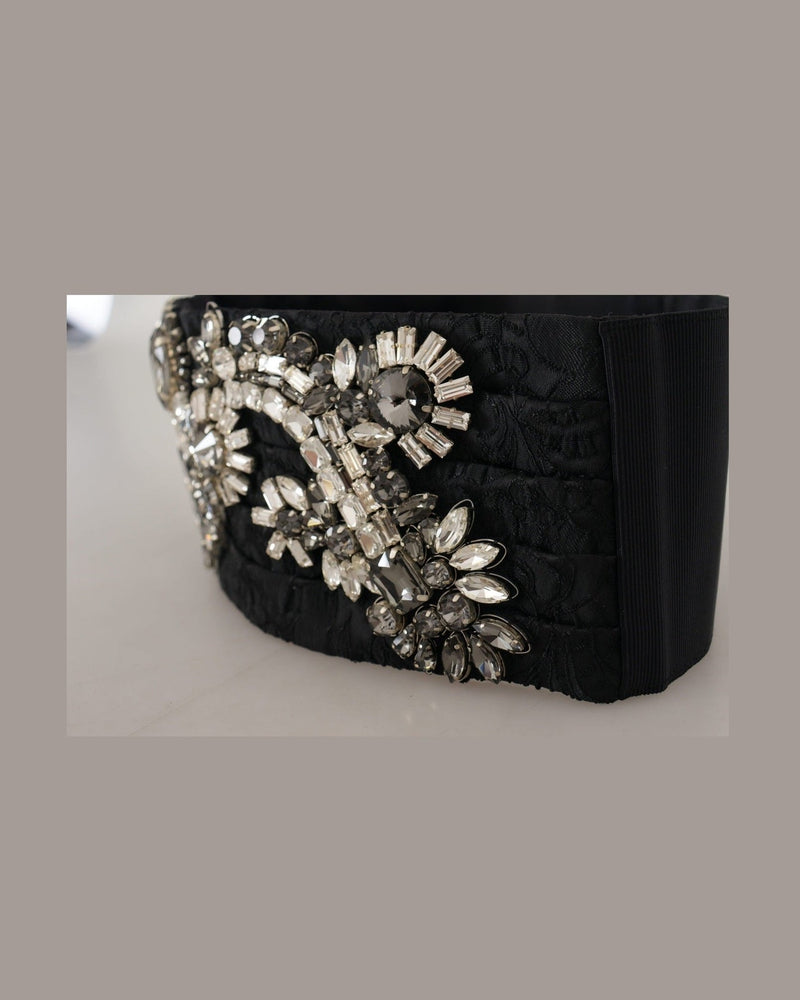 Dolce & Gabbana Elegant Rhinestone-Embellished Silk Belt Glam Steals