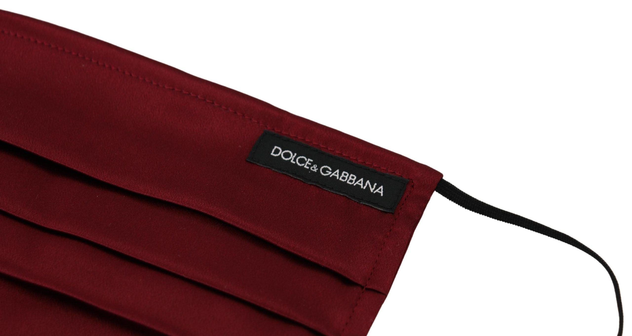 Dolce & Gabbana Elegant Silk Pleated Face Maroon Mask Glam Steals