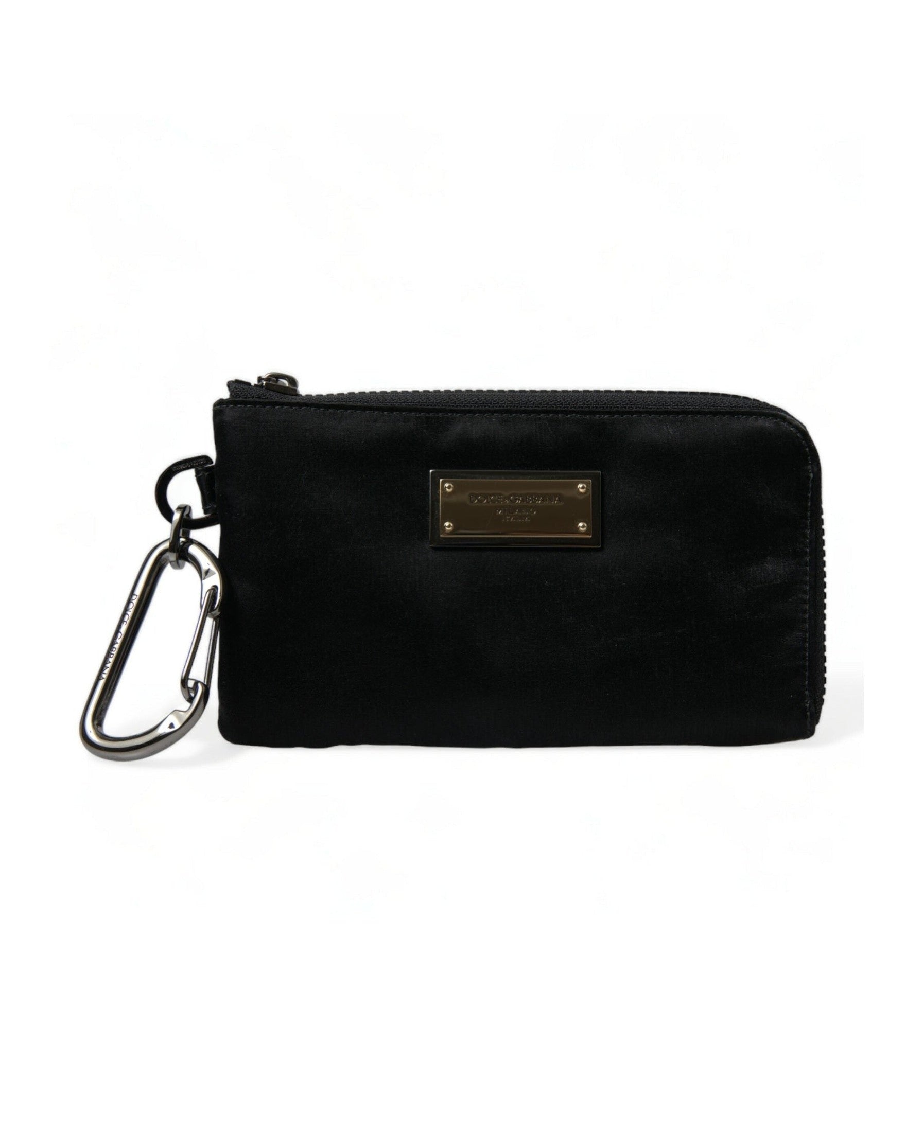 Dolce & Gabbana Elite Nylon & Leather Pouch With Logo Black Detail Glam Steals