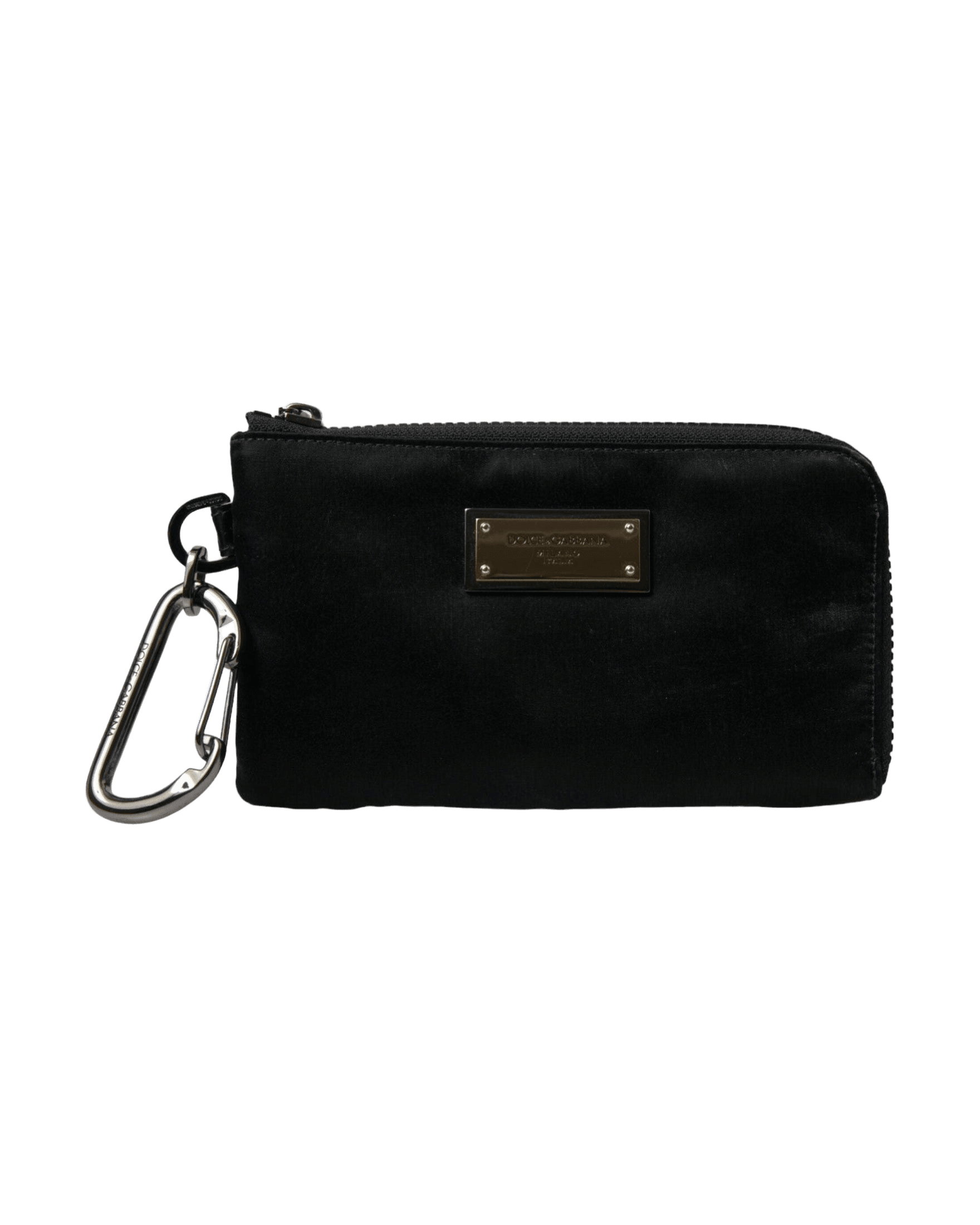 Dolce & Gabbana Elite Nylon & Leather Pouch With Logo Black Detail Glam Steals