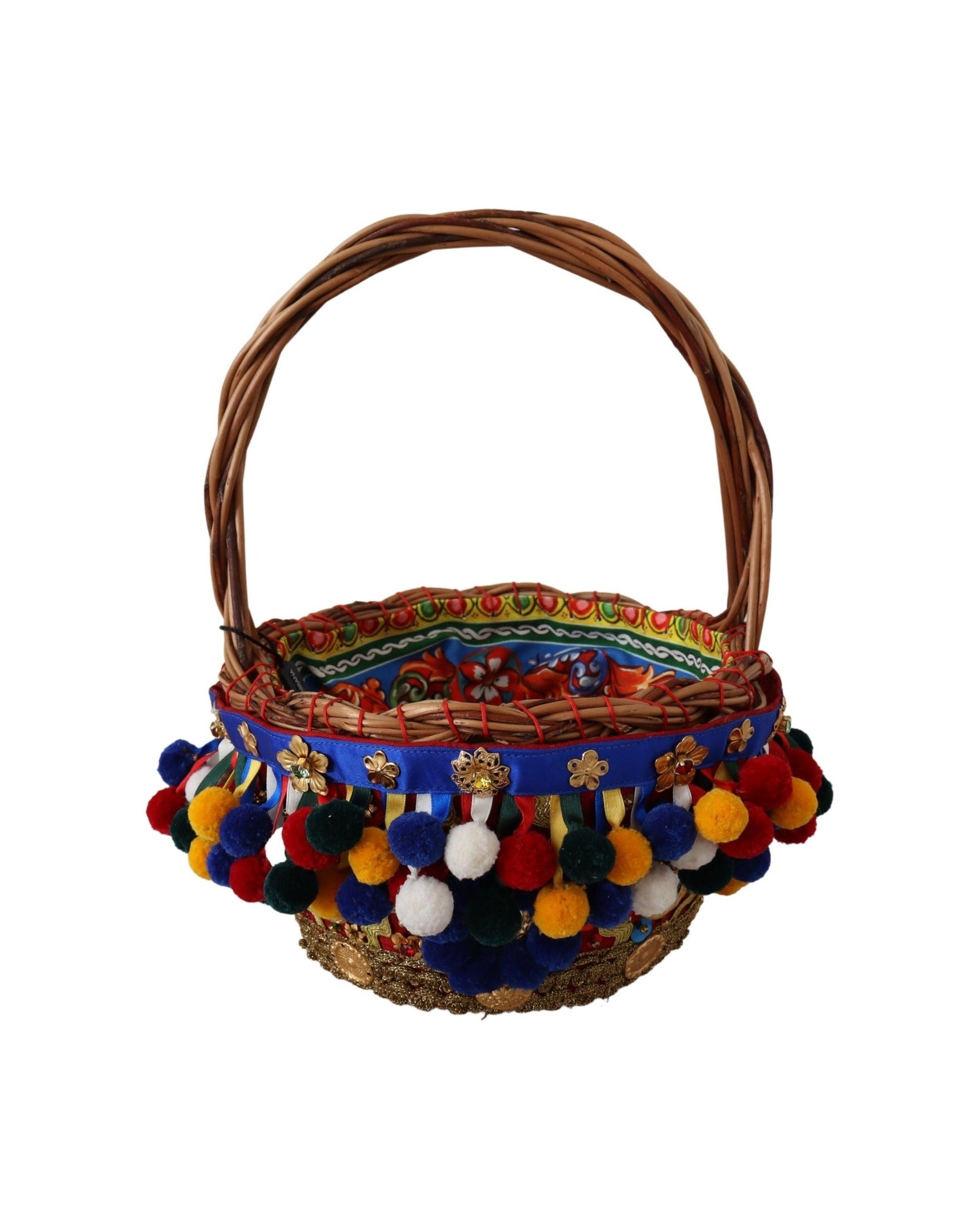 Dolce & Gabbana Embellished Wicker Multicolor Tote Glam Steals