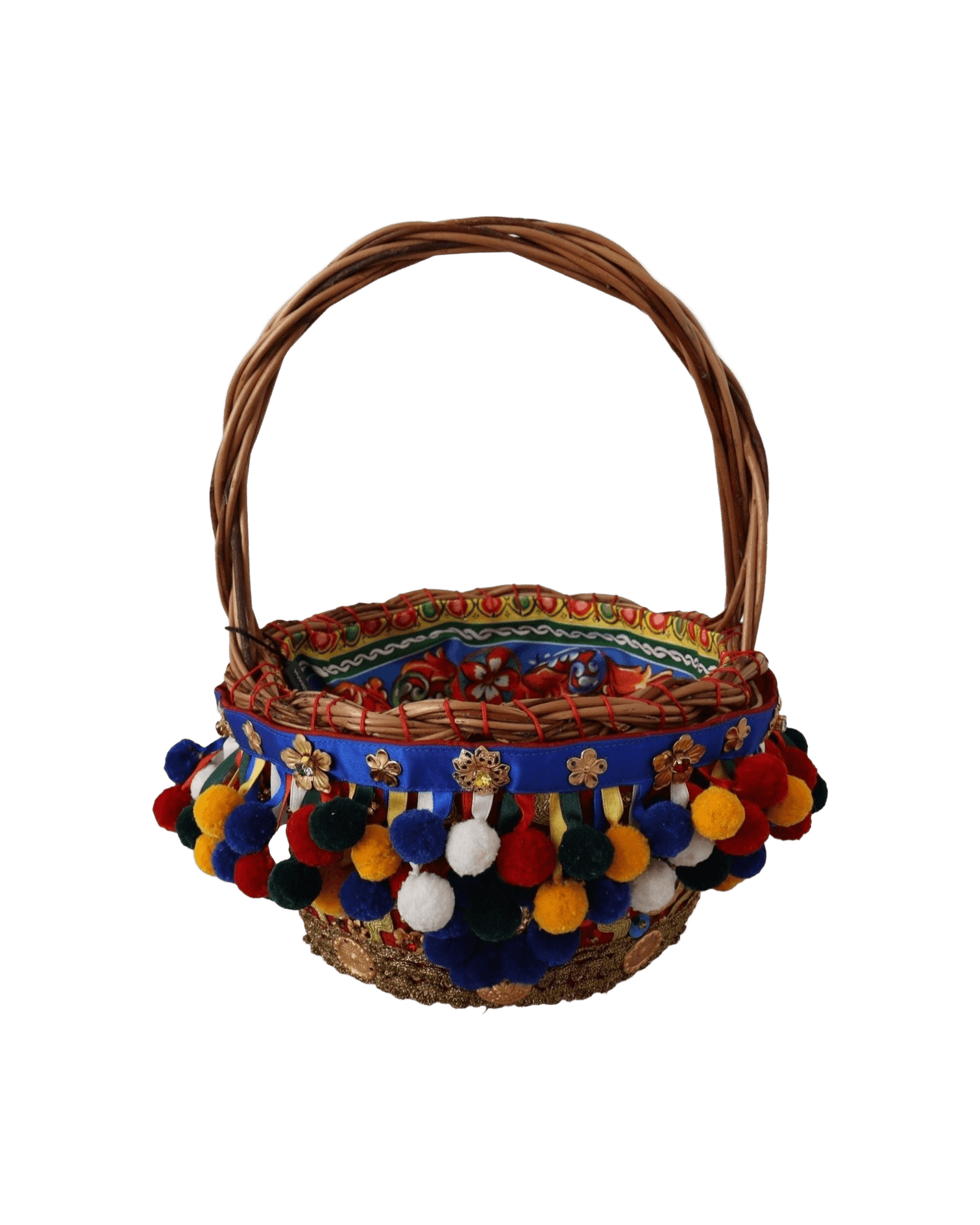 Dolce & Gabbana Embellished Wicker Multicolor Tote Glam Steals