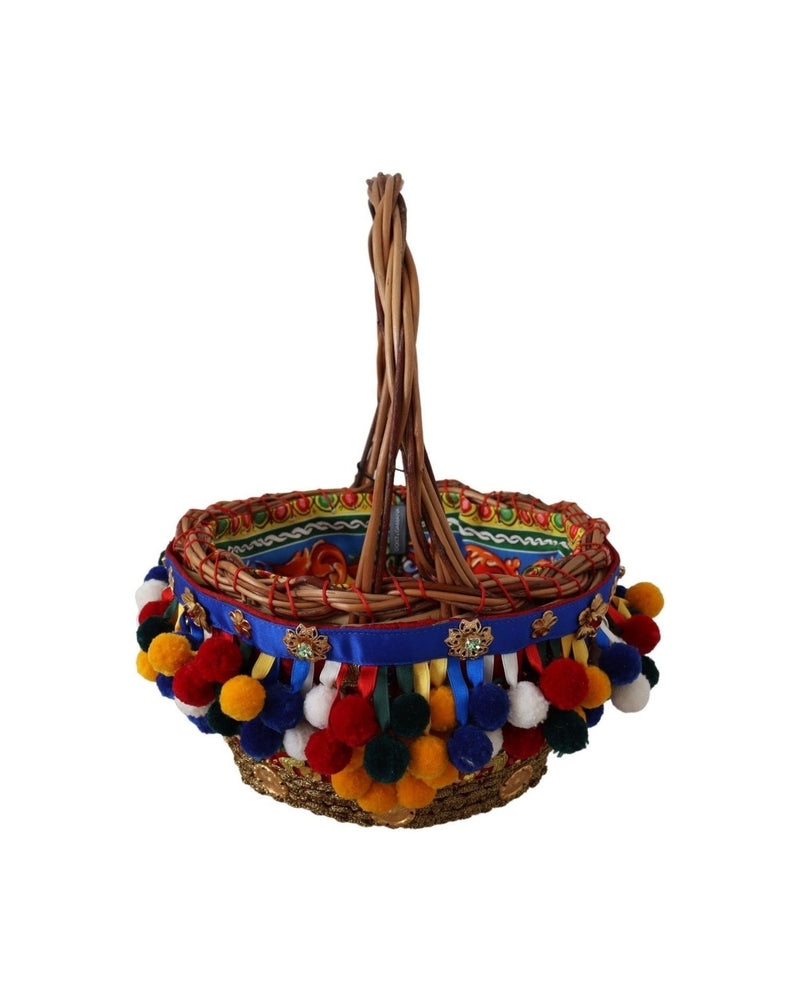 Dolce & Gabbana Embellished Wicker Multicolor Tote Glam Steals