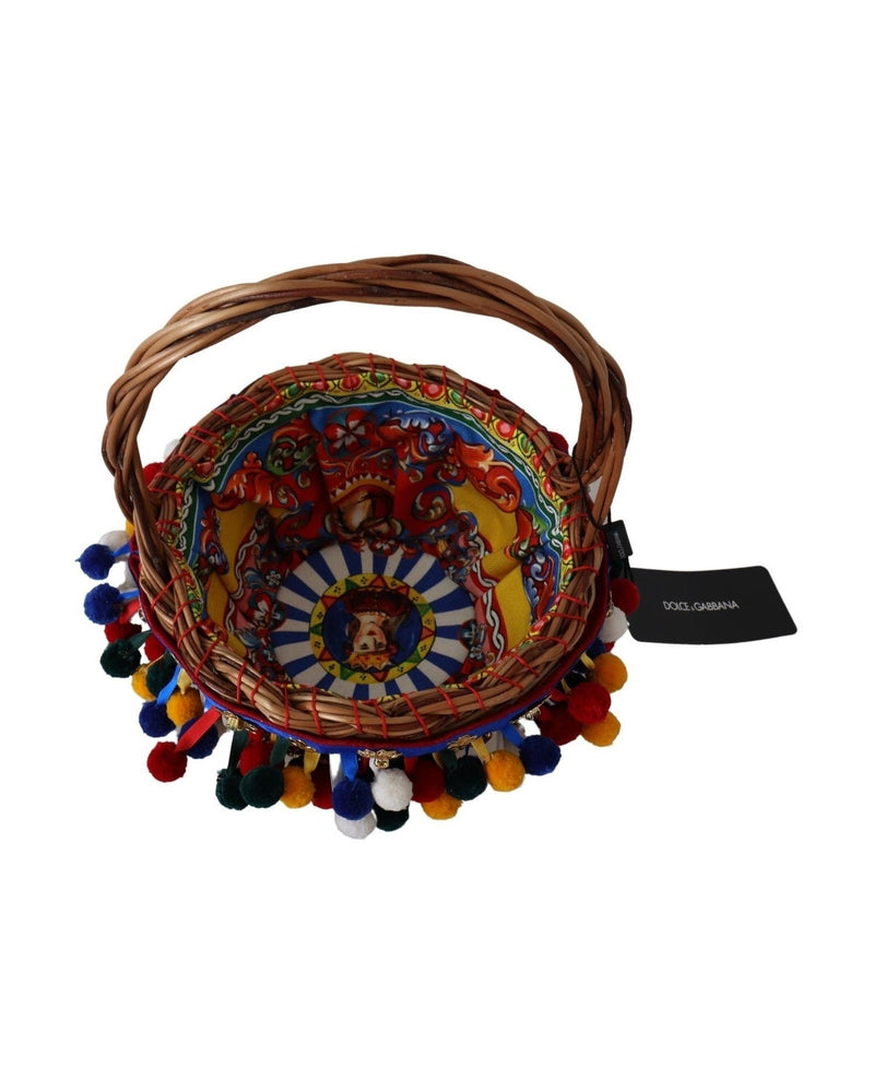 Dolce & Gabbana Embellished Wicker Multicolor Tote Glam Steals
