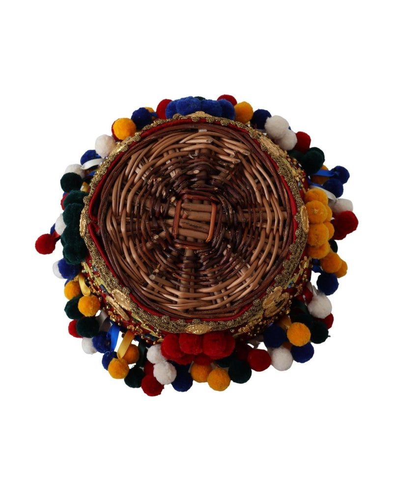 Dolce & Gabbana Embellished Wicker Multicolor Tote Glam Steals