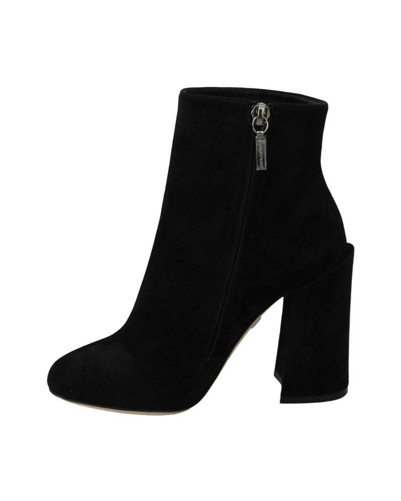 Dolce & Gabbana Embroidered Ankle Boots In Lambskin Suede Boots