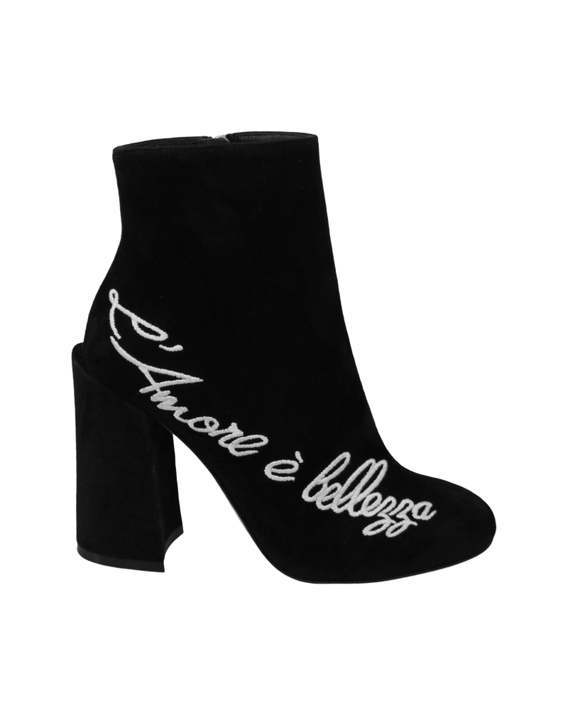 Dolce & Gabbana Embroidered Ankle Boots In Lambskin Suede Glam Steals