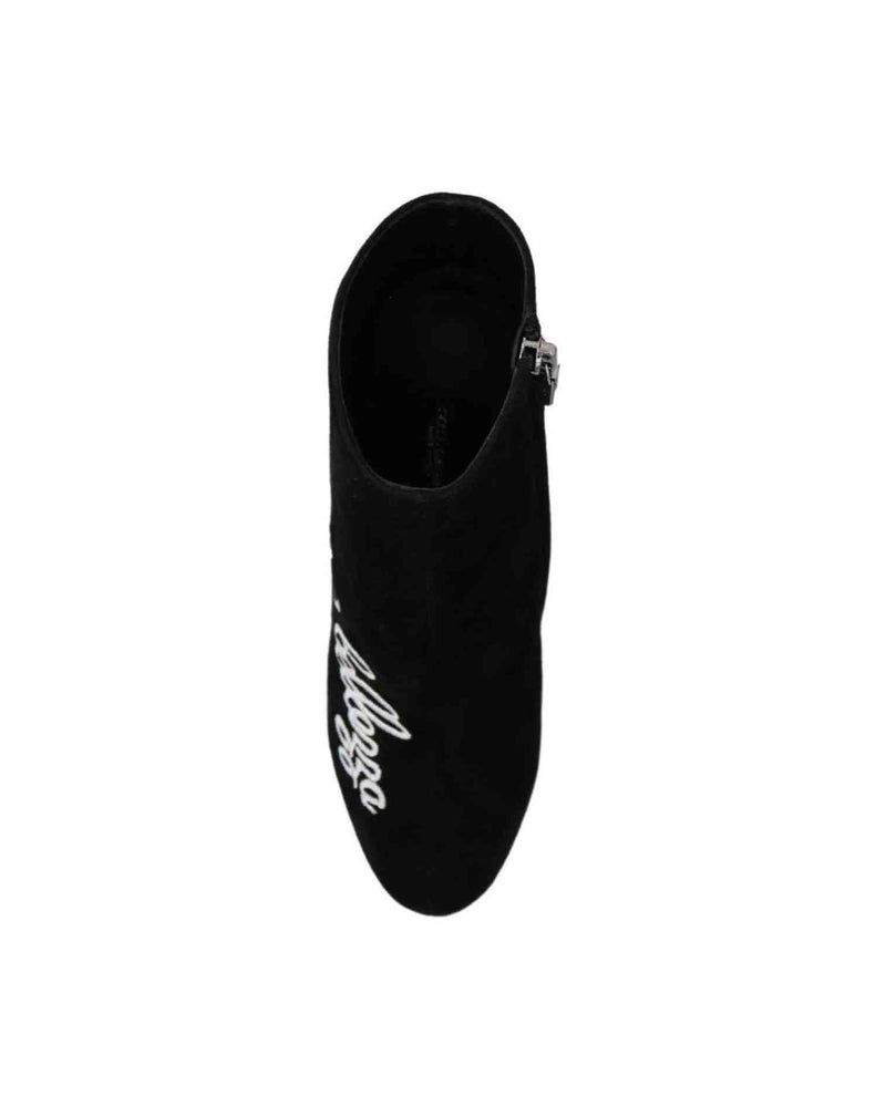 Dolce & Gabbana Embroidered Ankle Boots In Lambskin Suede Glam Steals