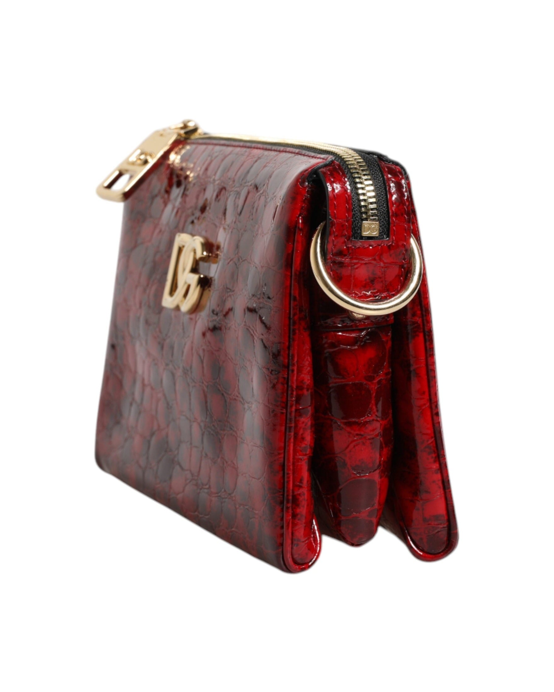 Dolce & Gabbana Exotic Leather Dg Logo Women Crossbody Red Bag Glam Steals