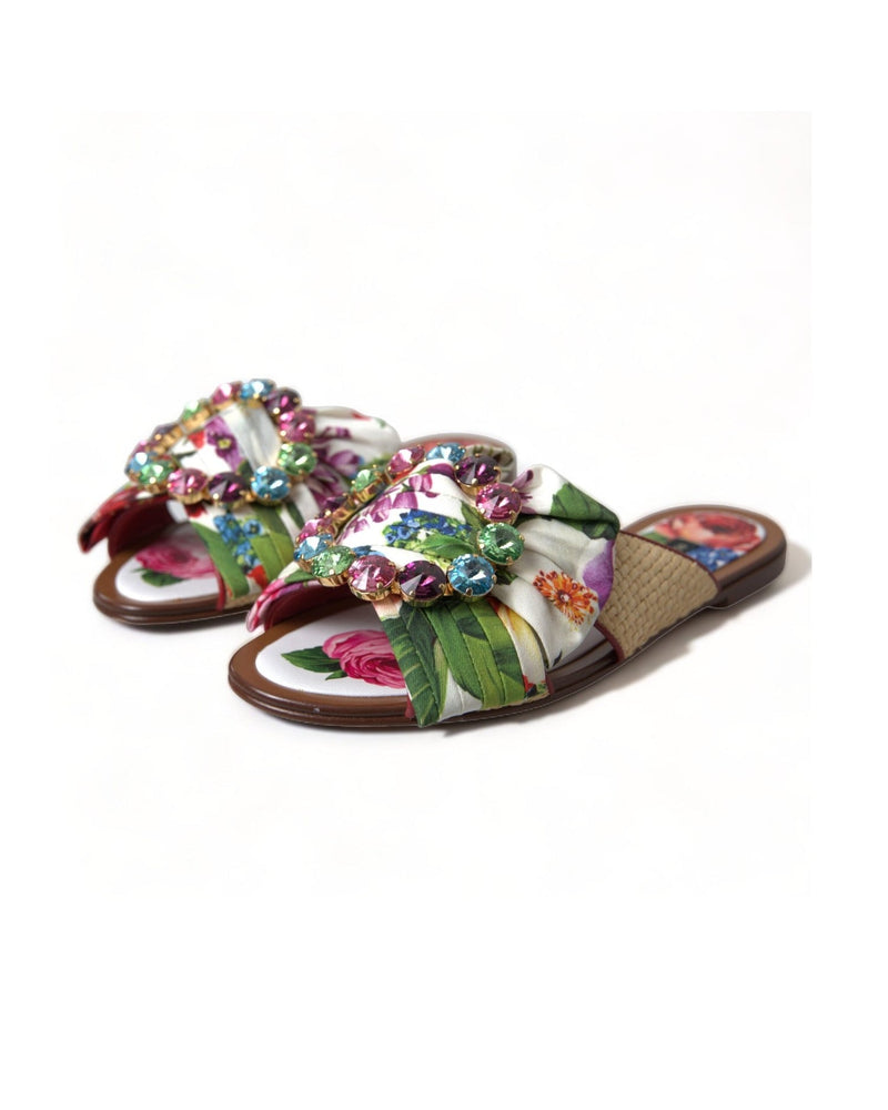 Dolce & Gabbana Exquisite Floral Print Flat Sandals Shoes