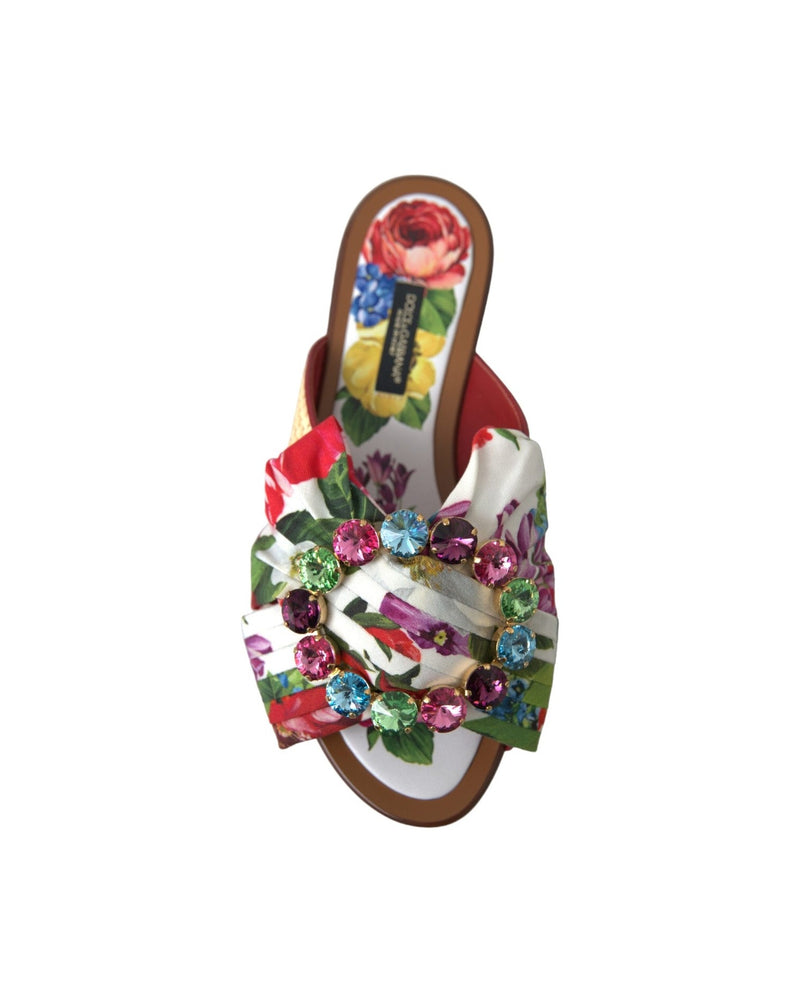 Dolce & Gabbana Exquisite Floral Print Flat Sandals Shoes