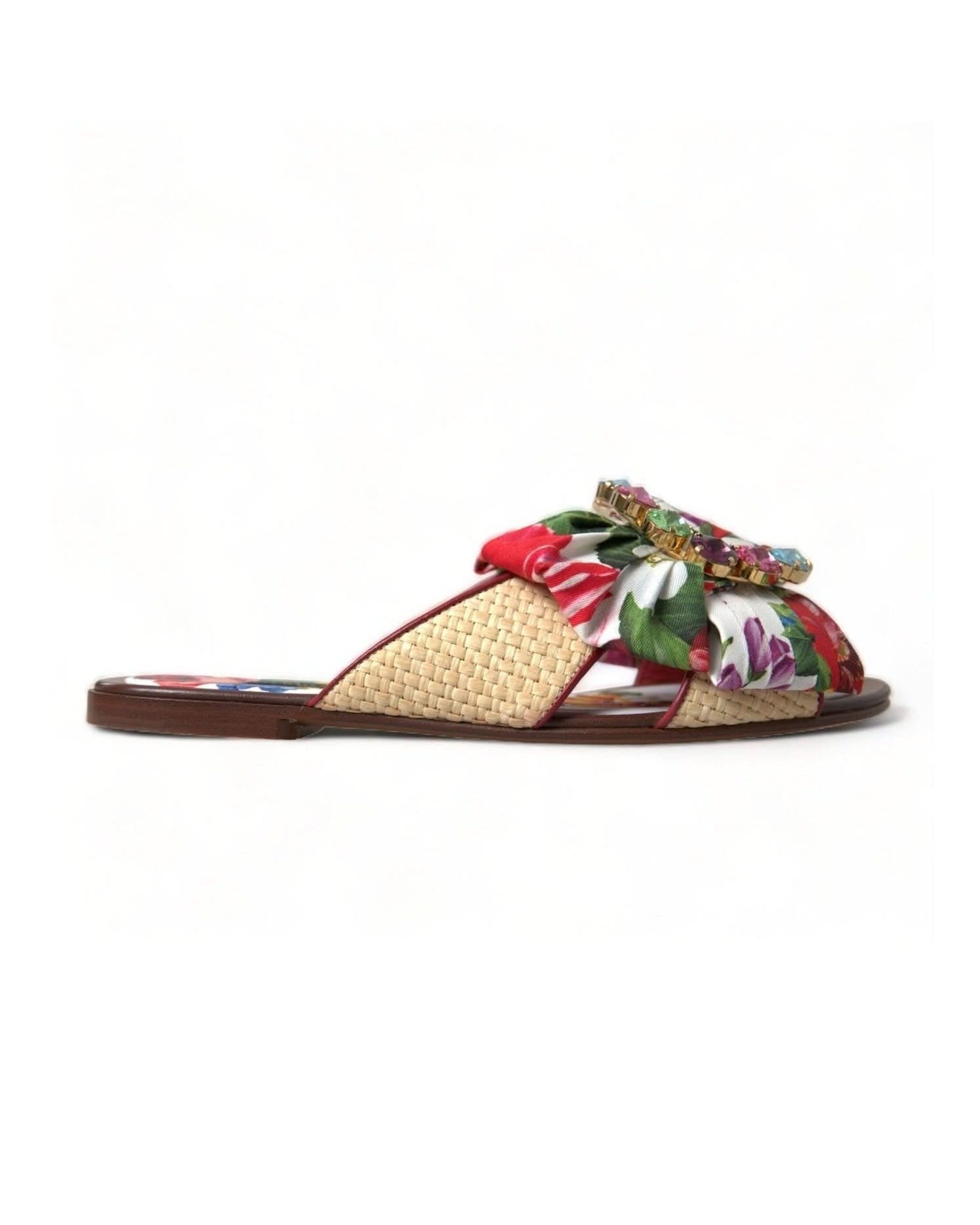 Dolce & Gabbana Exquisite Floral Print Flat Sandals Shoes