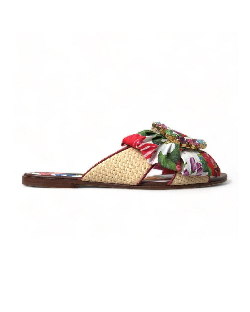Dolce & Gabbana Exquisite Floral Print Flat Sandals Shoes
