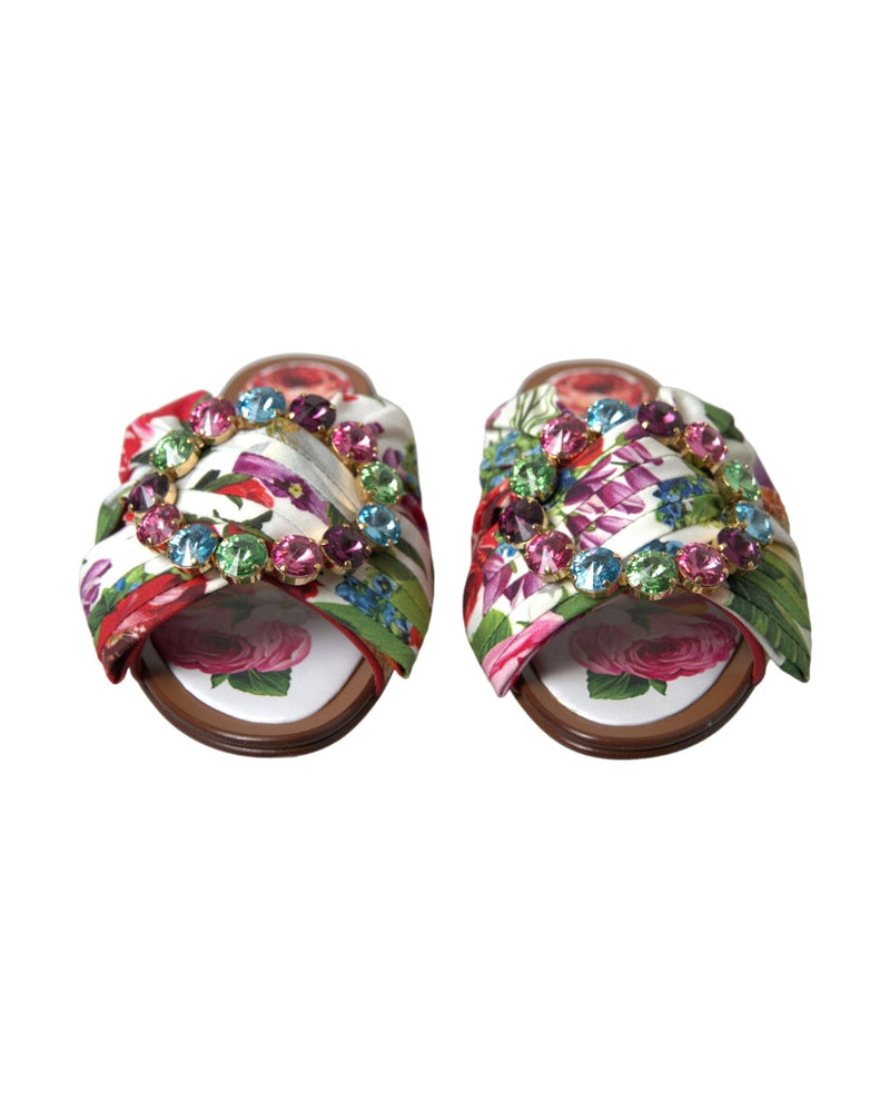 Dolce & Gabbana Exquisite Floral Print Flat Sandals Shoes