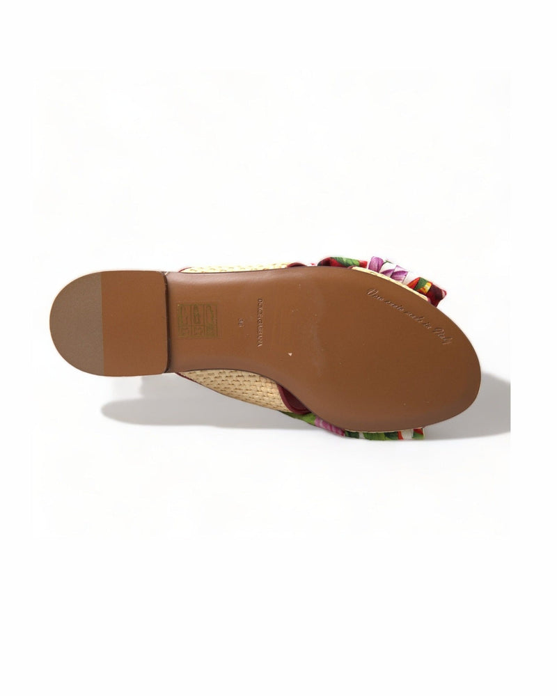 Dolce & Gabbana Exquisite Floral Print Flat Sandals Shoes
