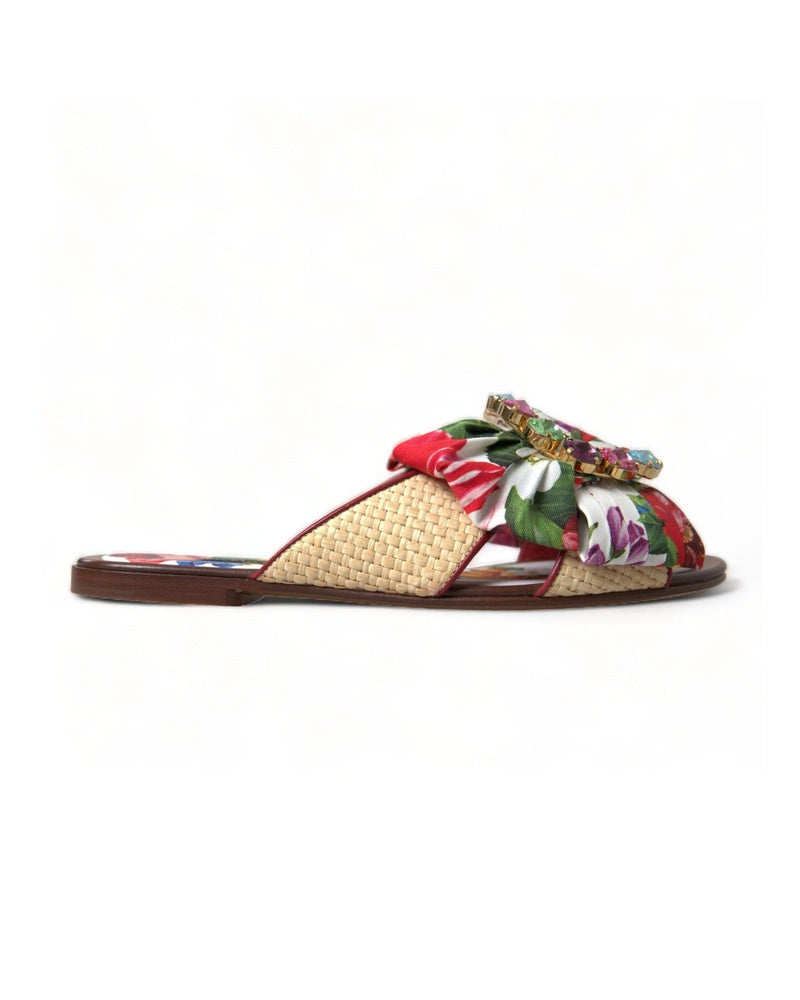 Dolce & Gabbana Exquisite Floral Print Flat Sandals Glam Steals