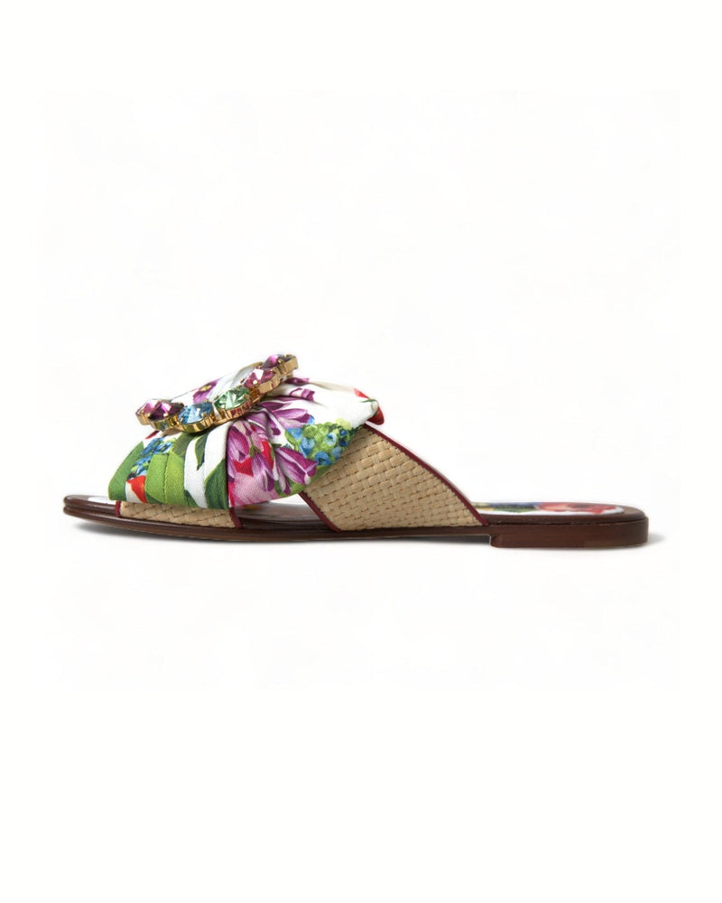Dolce & Gabbana Exquisite Floral Print Flat Sandals Glam Steals