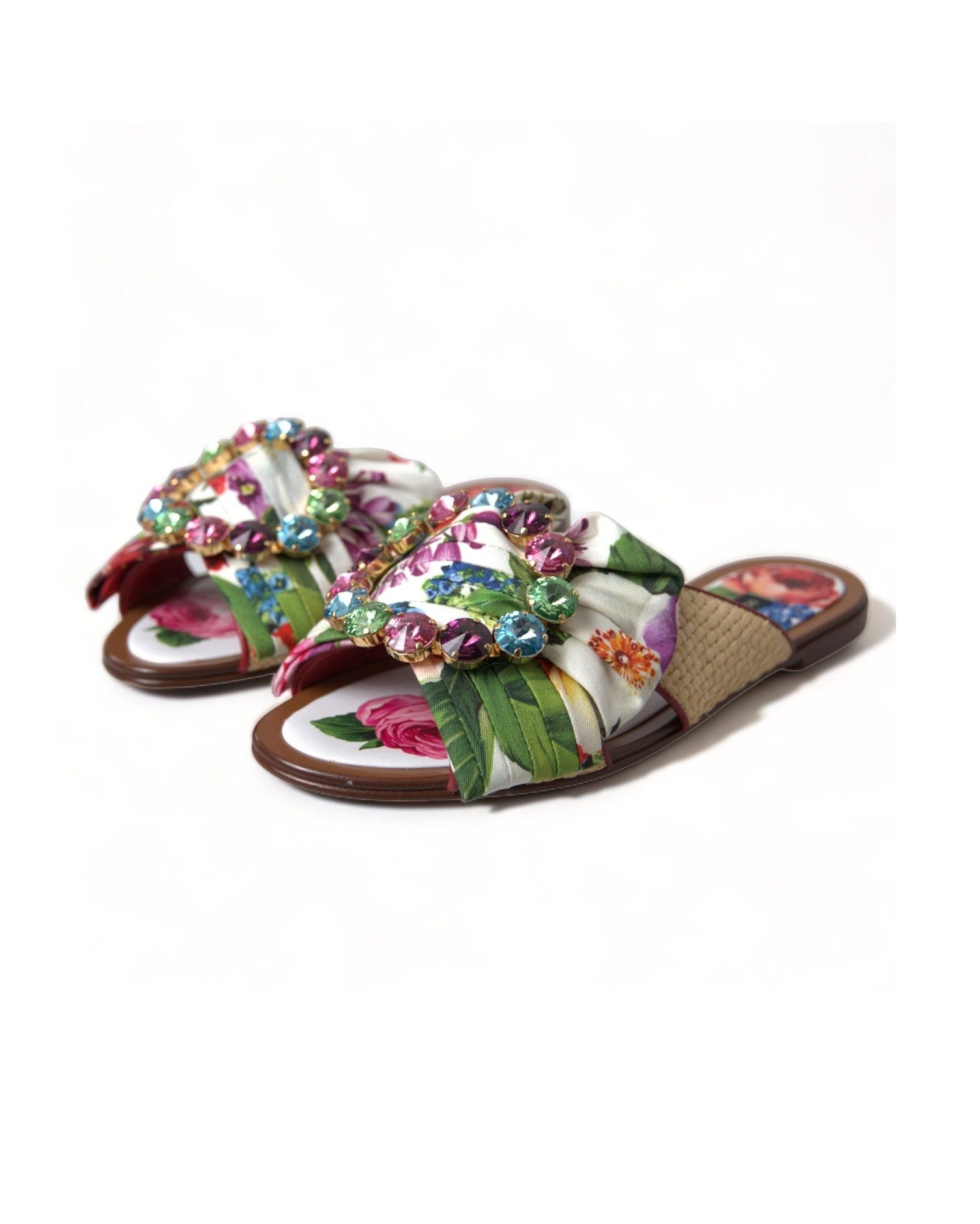 Dolce & Gabbana Exquisite Floral Print Flat Sandals Glam Steals