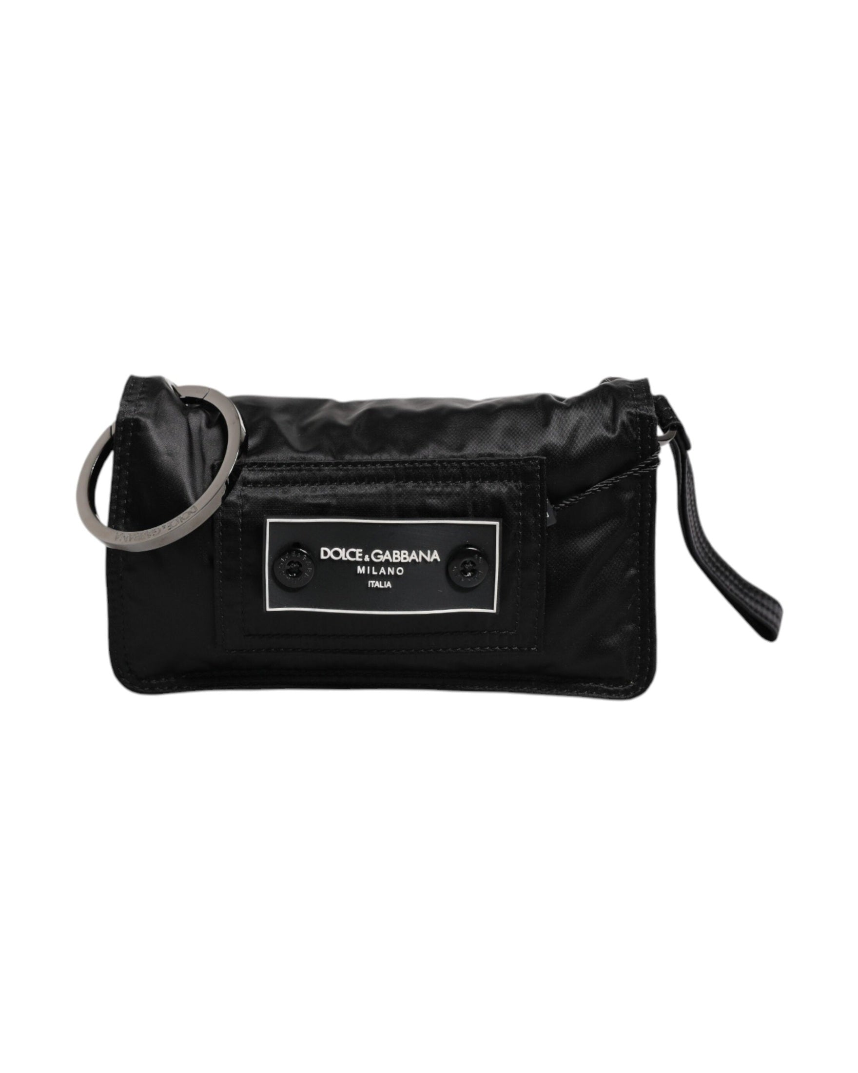 Dolce & Gabbana Fabric Logo Two Way Clutch Crossbody Black Bag Glam Steals
