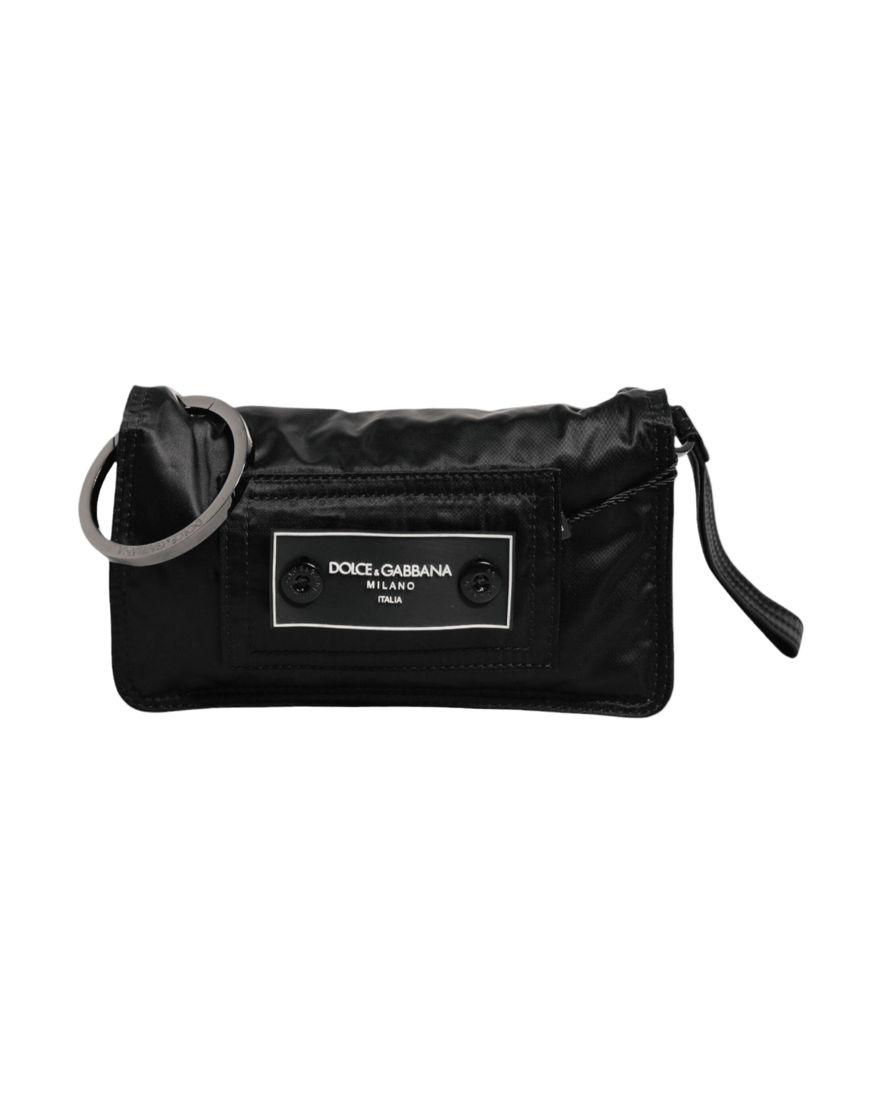 Dolce & Gabbana Fabric Logo Two Way Clutch Crossbody Black Bag Glam Steals