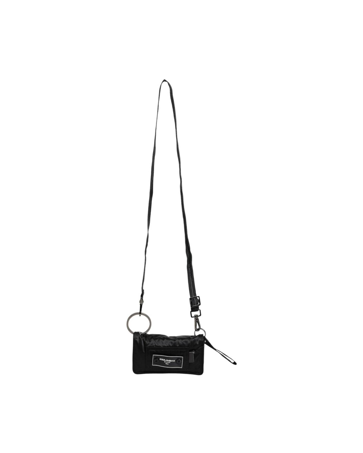 Dolce & Gabbana Fabric Logo Two Way Clutch Crossbody Black Bag Glam Steals
