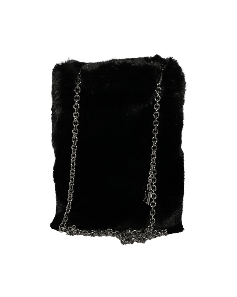 Dolce & Black Gabbana Faux Fur Chain Crossbody Shoulder Purse Bag Glam Steals