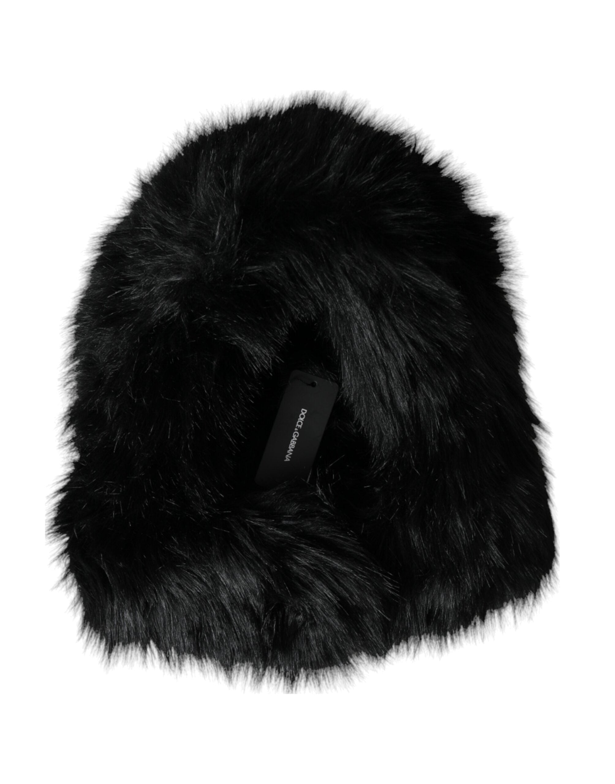 Dolce & Gabbana Faux Fur Whole Head Wrap Black Hat Glam Steals