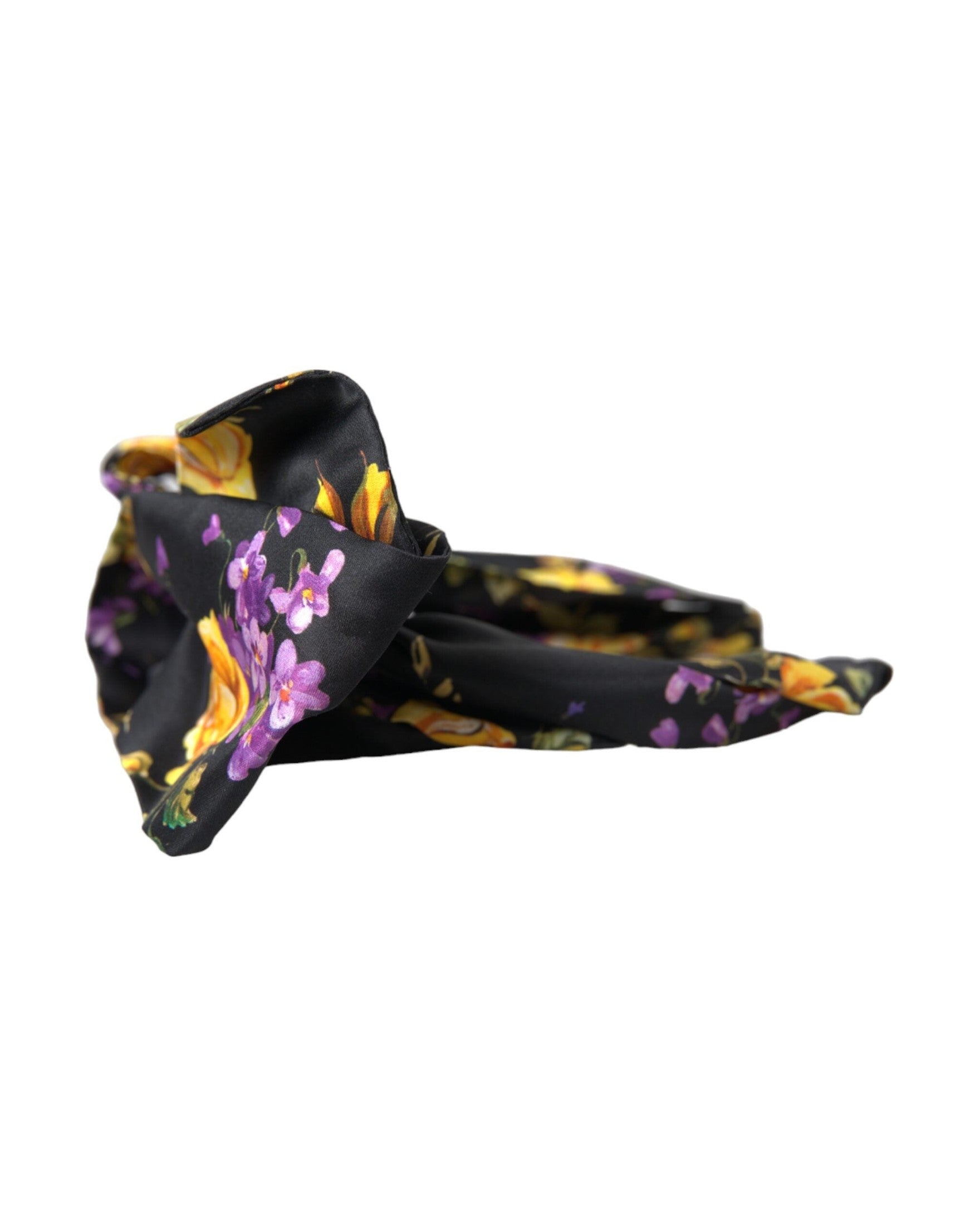 Dolce & Gabbana Floral Applique Silk Women Headband Black Diadem Glam Steals