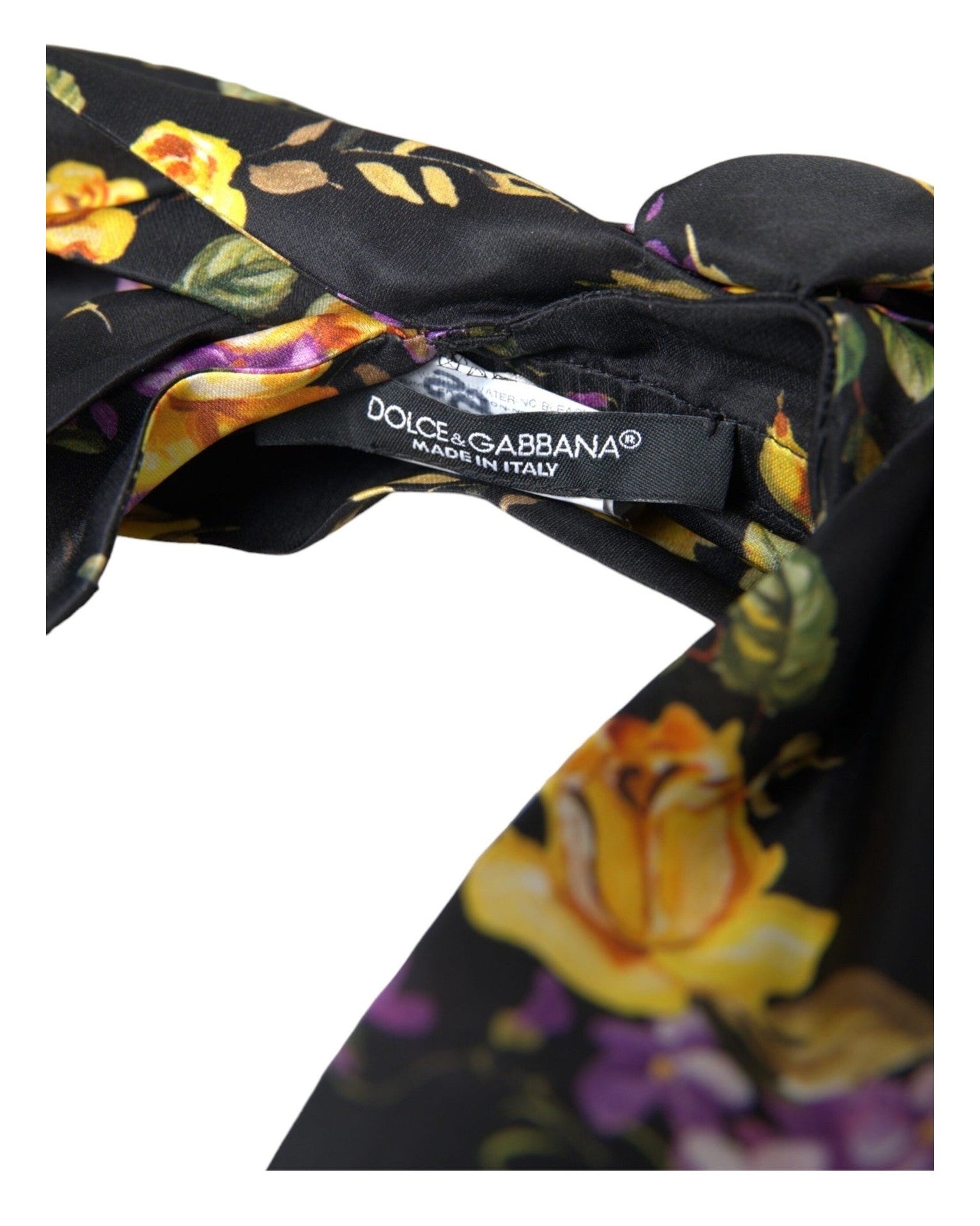 Dolce & Gabbana Floral Applique Silk Women Headband Black Diadem Glam Steals
