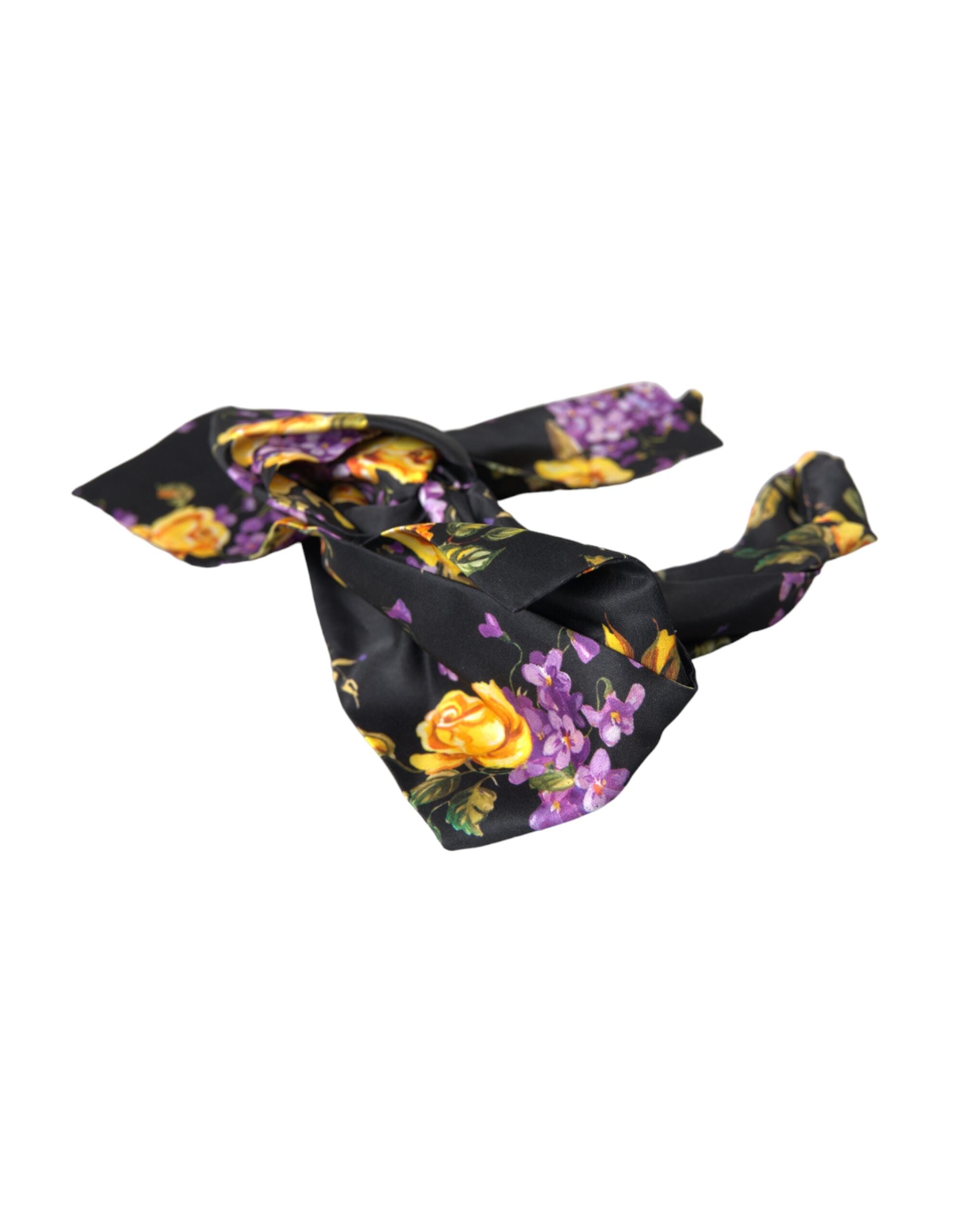 Dolce & Gabbana Floral Applique Silk Women Headband Black Diadem Glam Steals