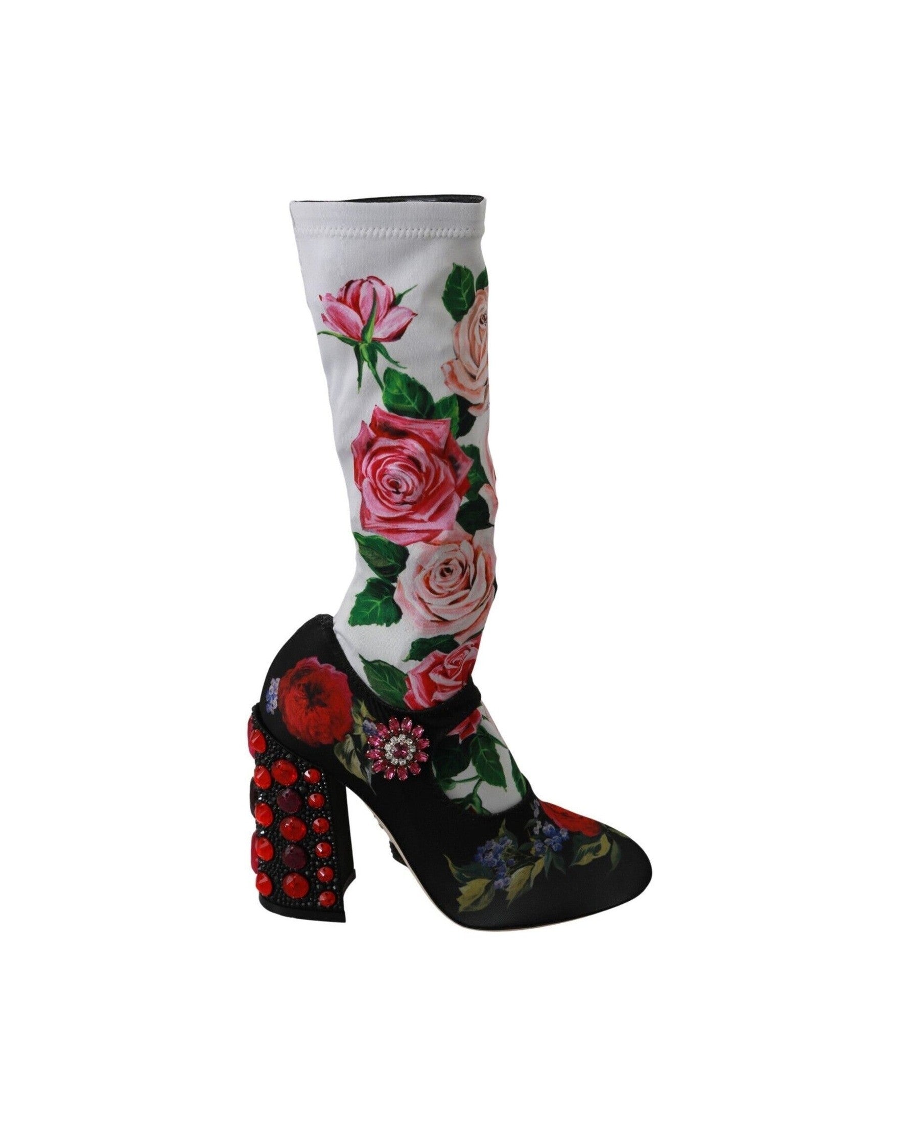 Dolce & Gabbana Floral Embellished Socks Boots Glam Steals