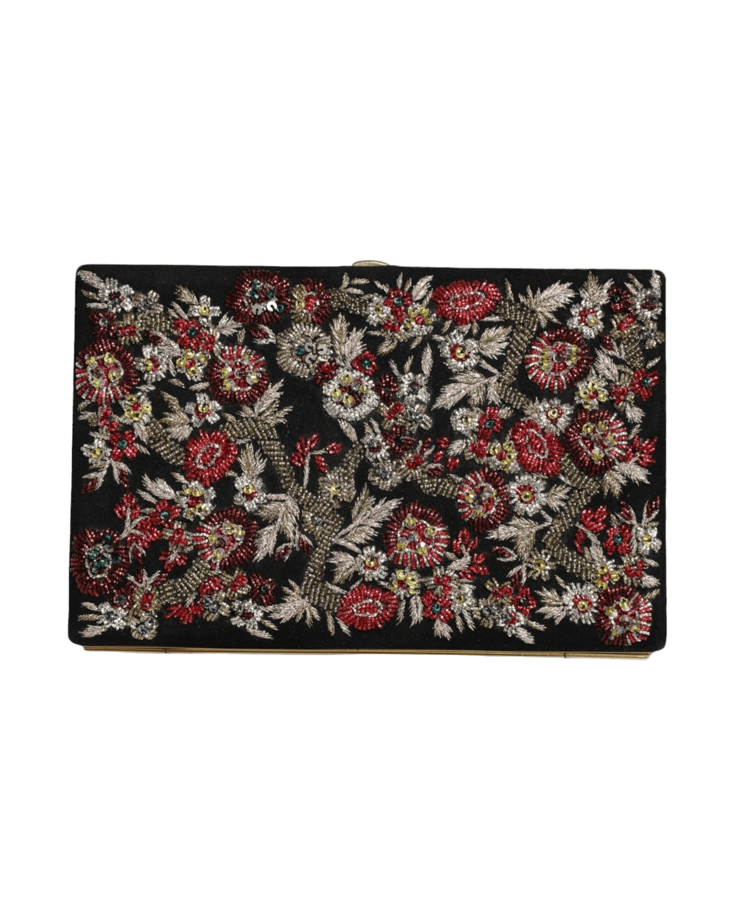 Dolce & Gabbana Floral Frame Clutch Evening Purse Multicolor Gold Bag Glam Steals