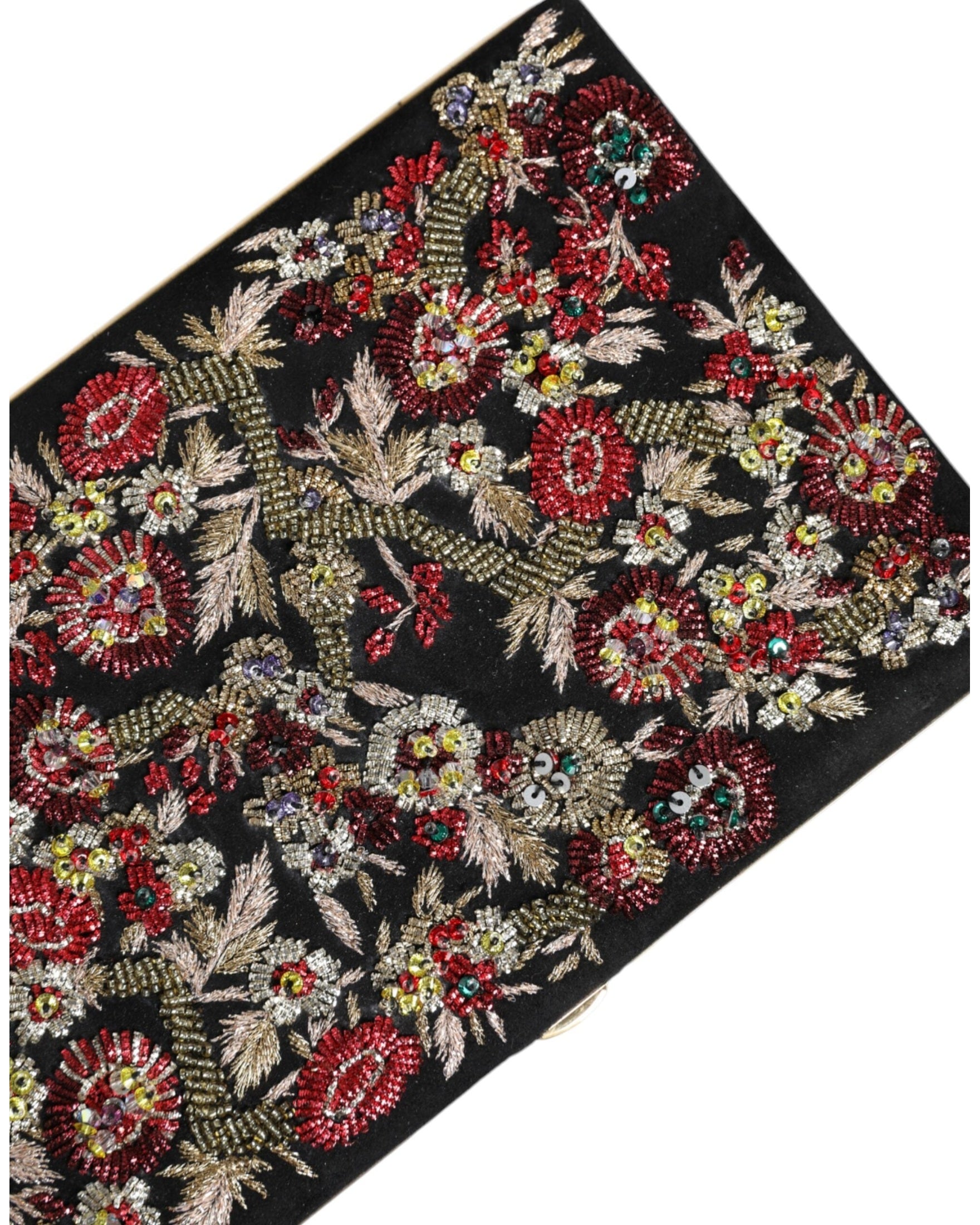 Dolce & Gabbana Floral Frame Clutch Evening Purse Multicolor Gold Bag Glam Steals