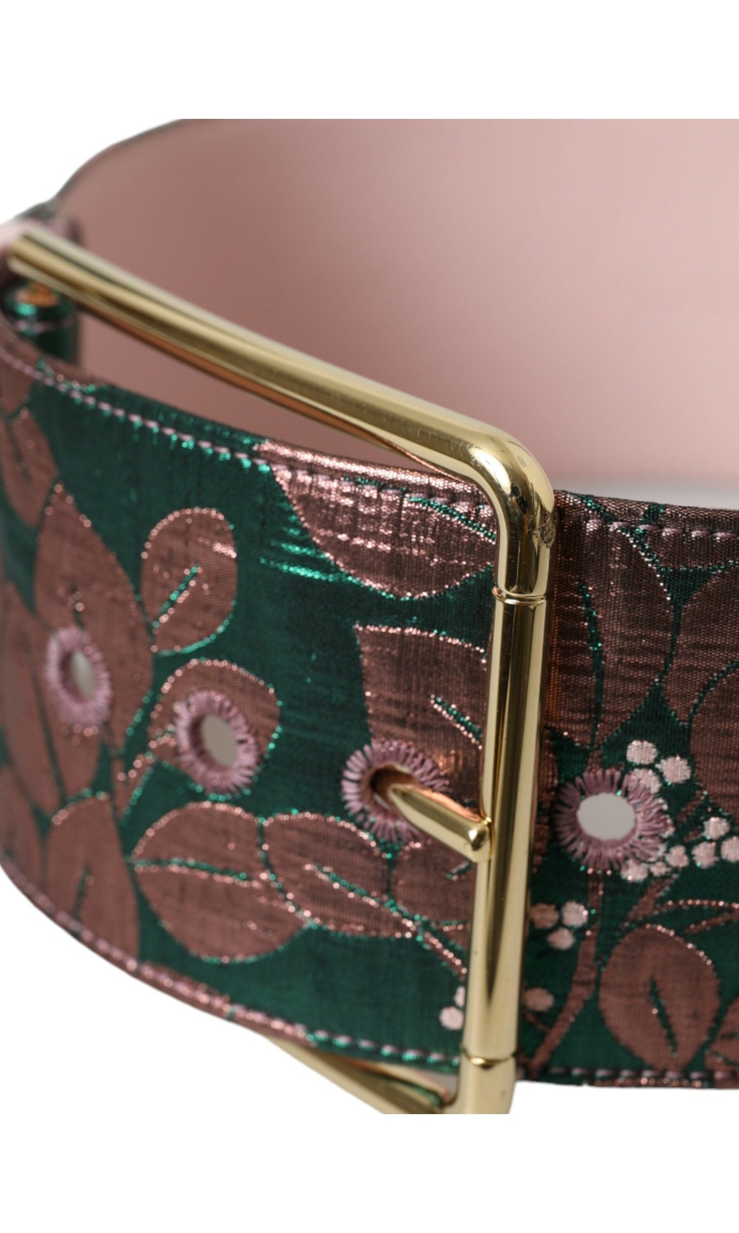 Dolce & Gabbana Floral Jacquard Lurex Buckle Multicolor Gold Belt Glam Steals