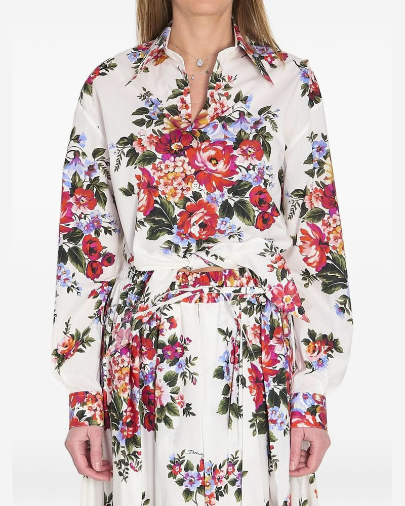 Dolce & Gabbana Floral Print Knotted Shirt Shirts