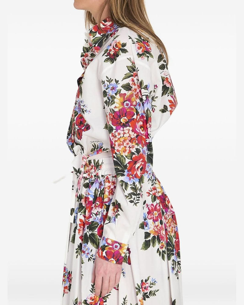 Dolce & Gabbana Floral Print Knotted Shirt Shirts