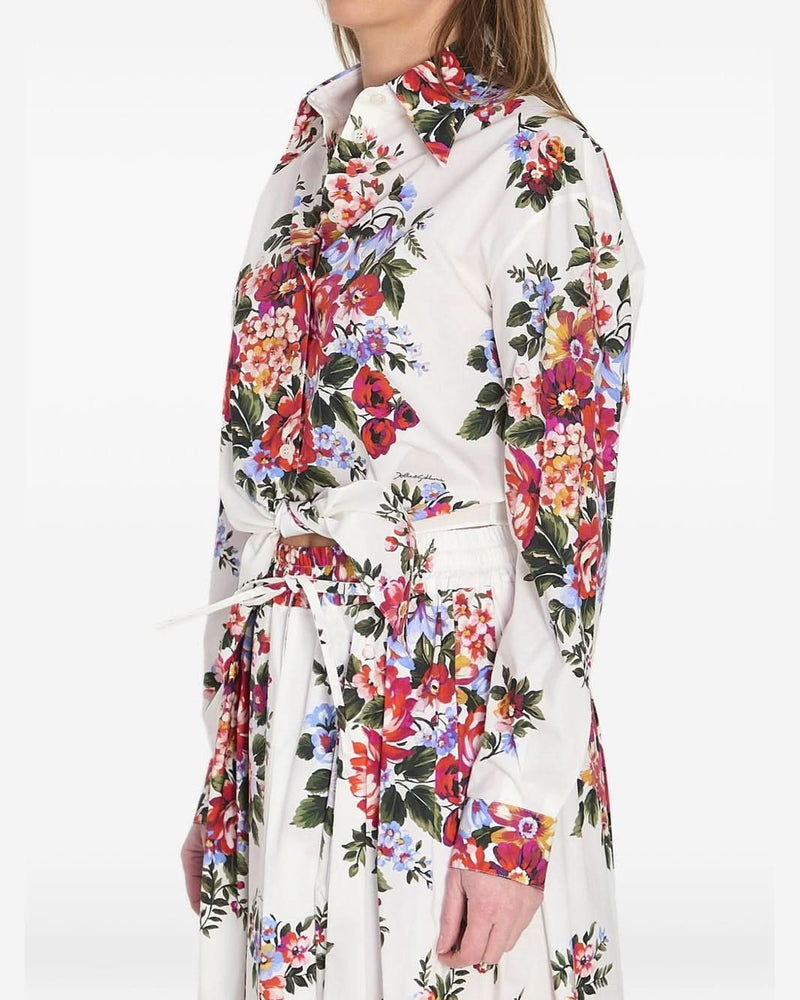 Dolce & Gabbana Floral Print Knotted Shirt Shirts