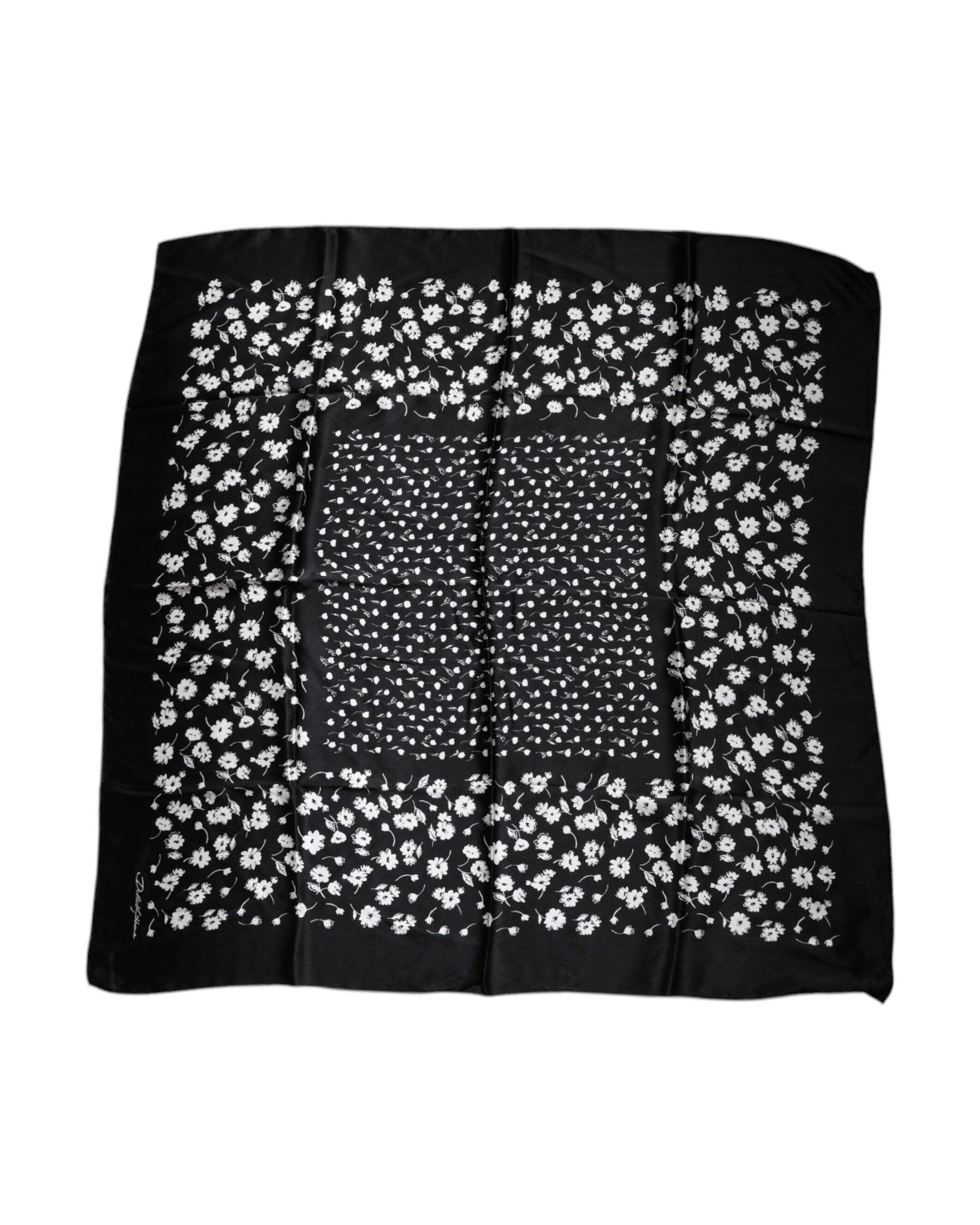 Dolce & Gabbana Floral Silk Square Wrap Shawl Black Scarf Glam Steals
