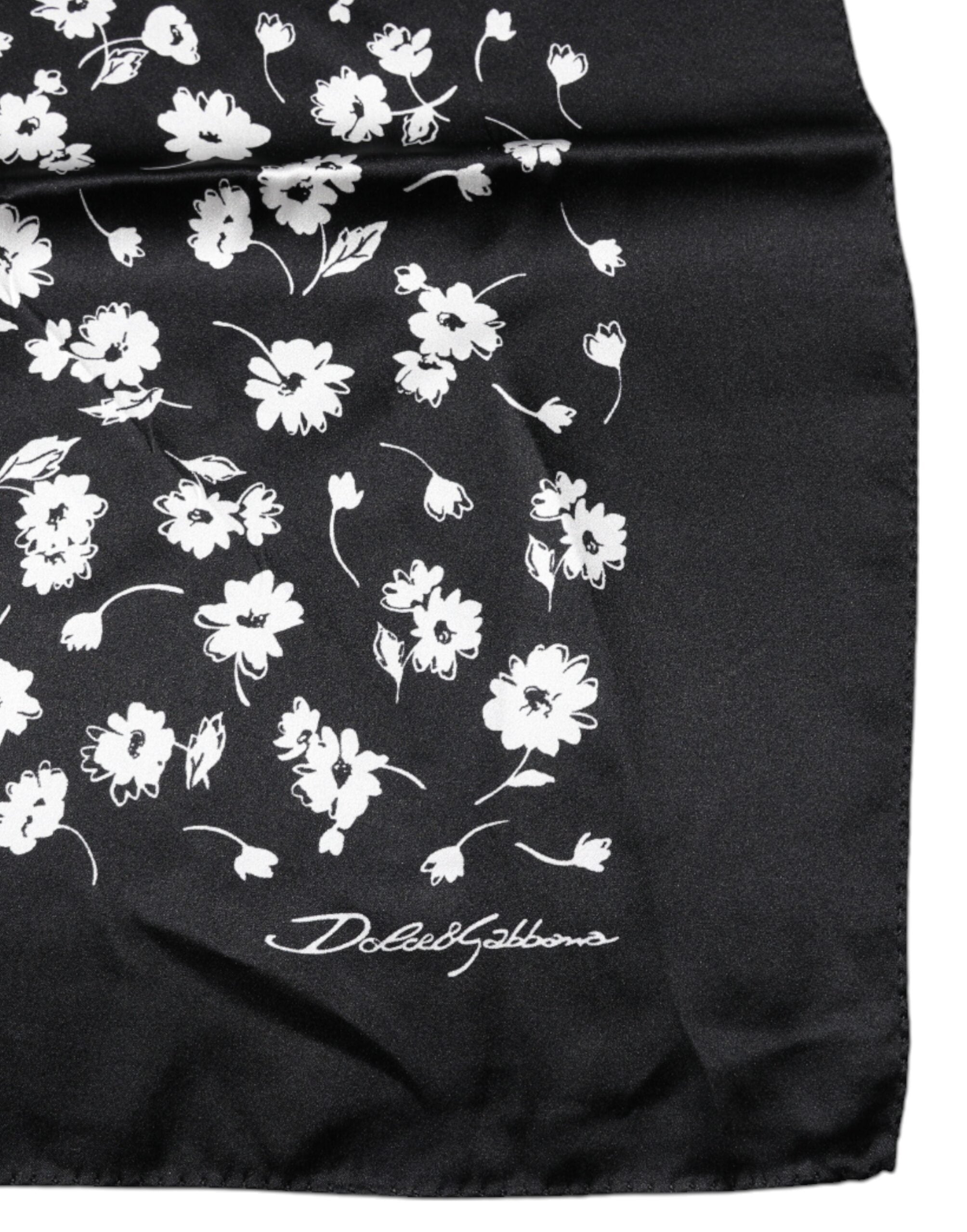 Dolce & Gabbana Floral Silk Square Wrap Shawl Black Scarf Glam Steals