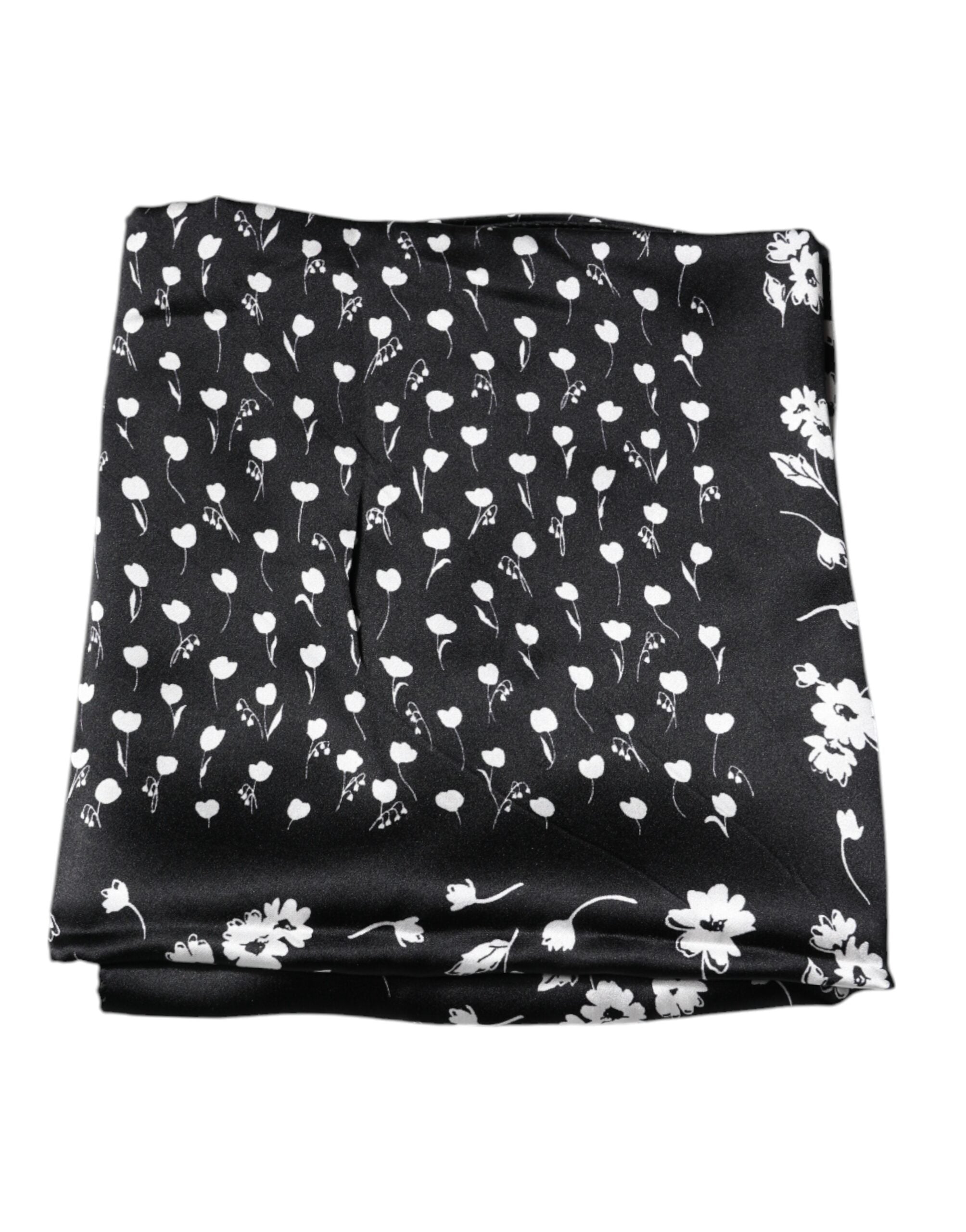 Dolce & Gabbana Floral Silk Square Wrap Shawl Black Scarf Glam Steals