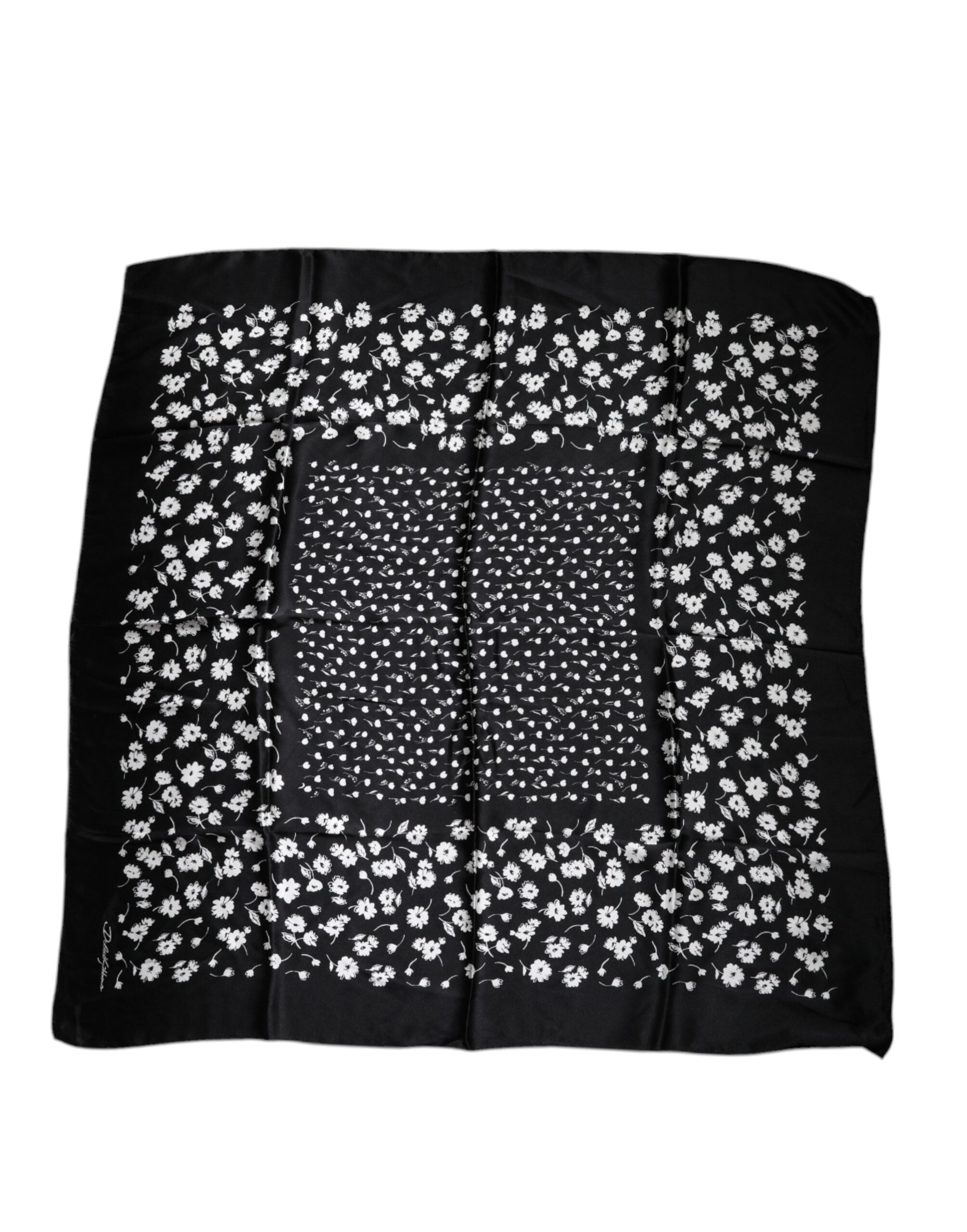 Dolce & Gabbana Floral Silk Square Wrap Shawl Black Scarf Glam Steals
