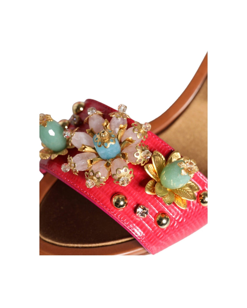 Dolce & Gabbana Fuchsia Leather Sandals Shoes Heels