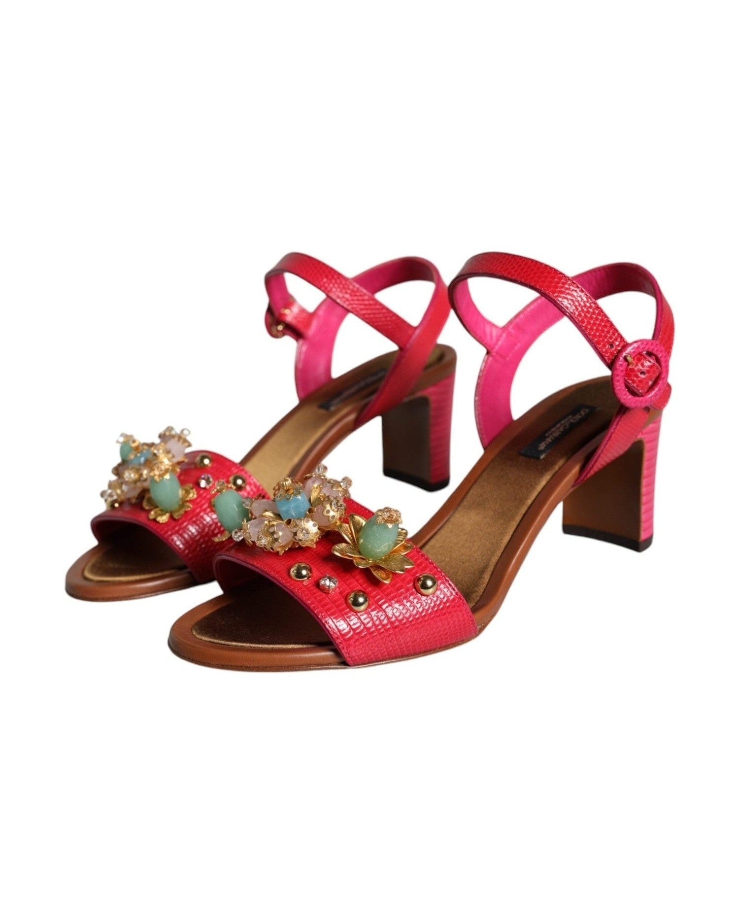 Dolce & Gabbana Fuchsia Leather Sandals Shoes Heels