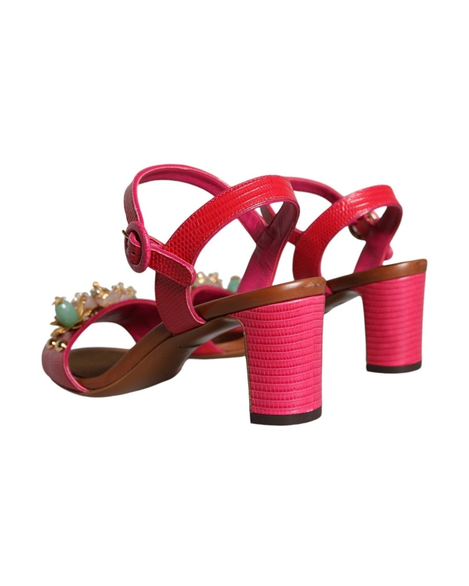 Dolce & Gabbana Fuchsia Leather Sandals Shoes Heels
