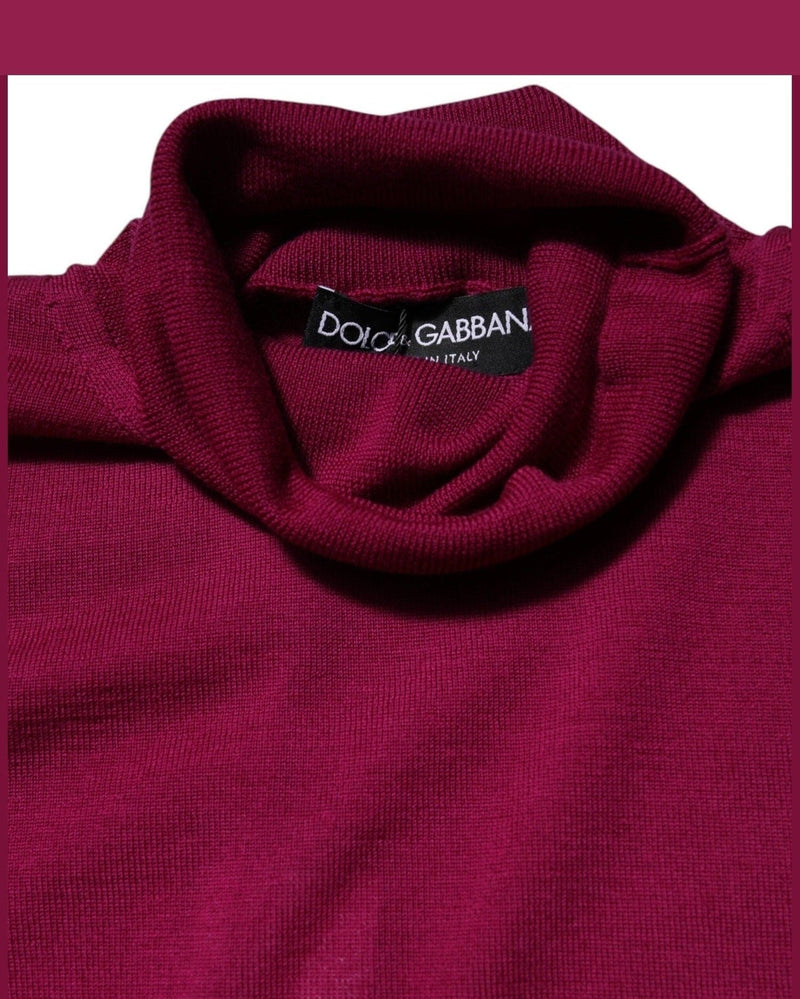Dolce & Gabbana Fuchsia Wool Long Sleeves Turtleneck Sweater Sweaters
