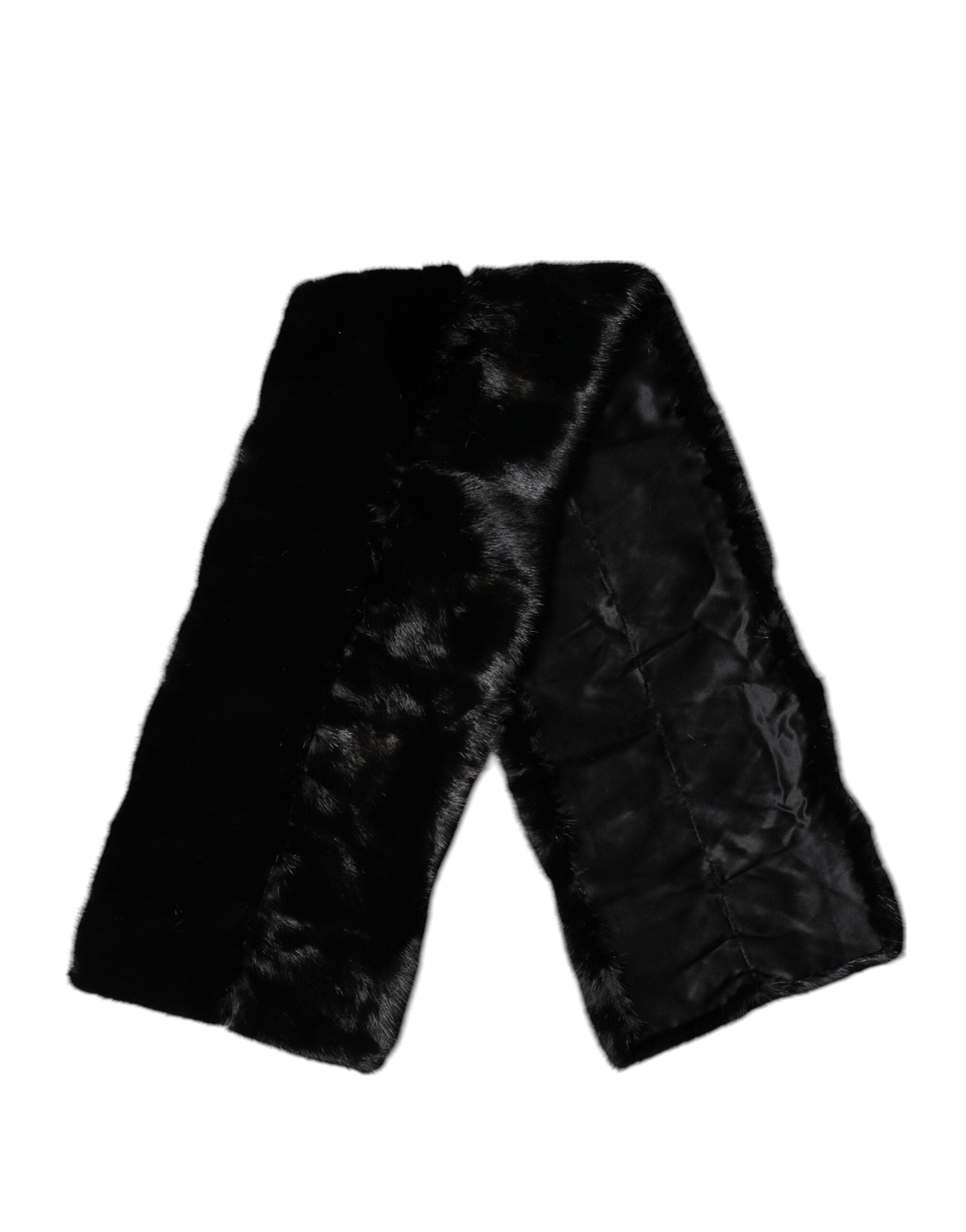 Dolce & Gabbana Fur Shawl Neck Wrap Cover Collar Black Scarf Glam Steals