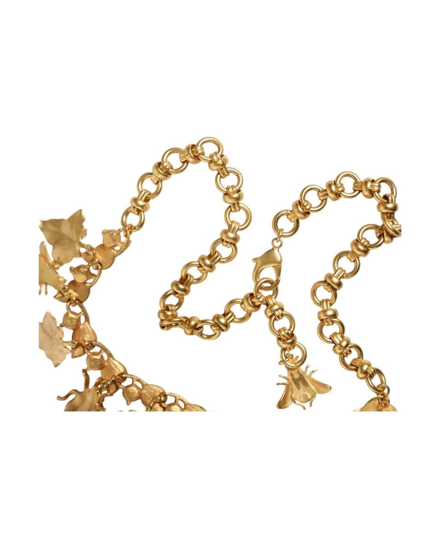 Dolce & Gabbana Brass Crystal Bug Charm Pendant Statement Gold Necklace Glam Steals